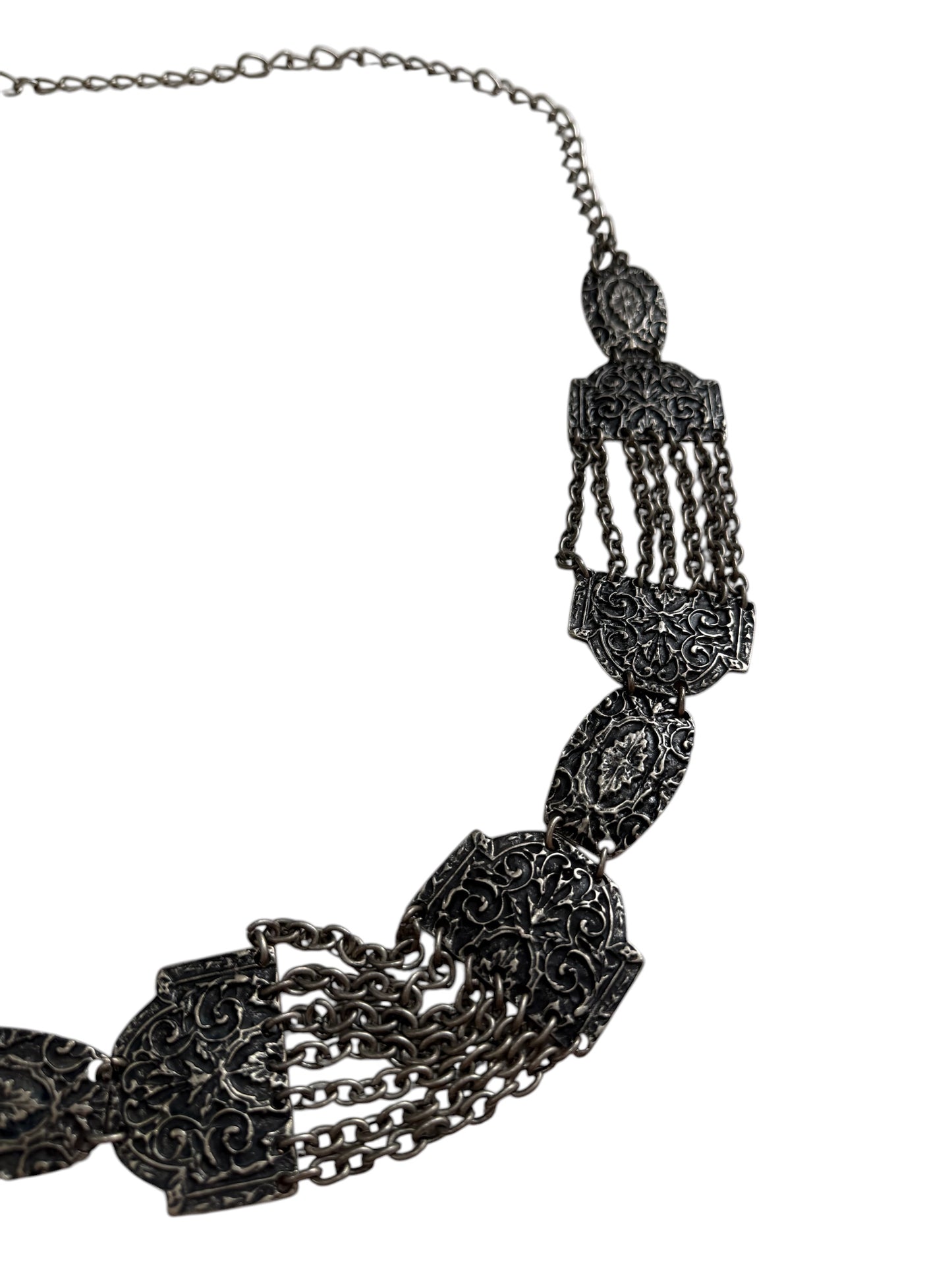 Vintage Gothic Ornate Chain Hip Belt Black Tone Boho Waist Chain Medieval Statement Accessory