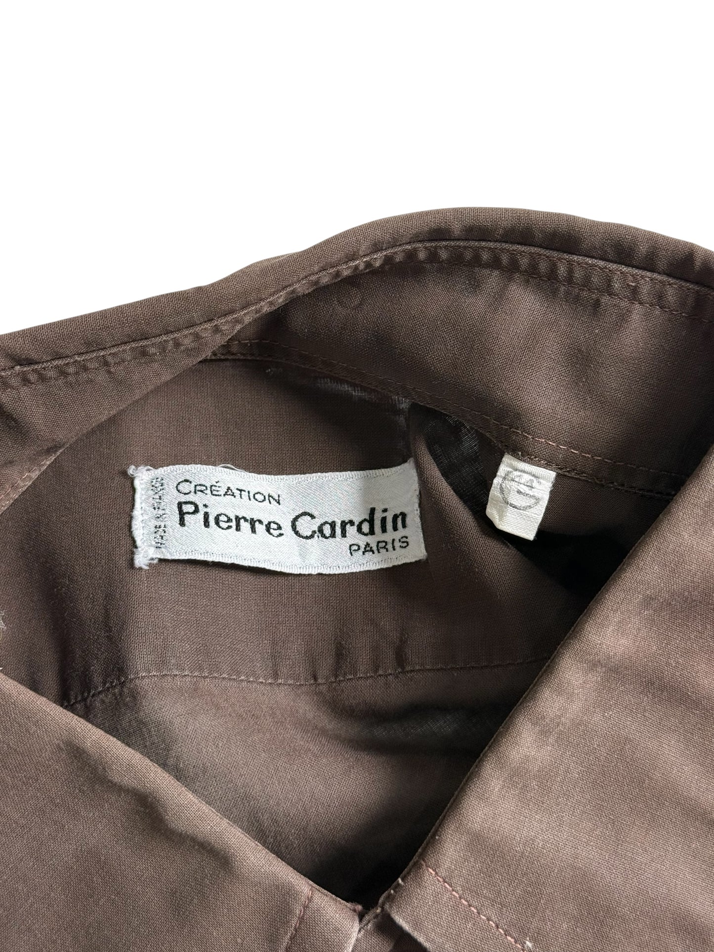 Vintage 1960s Pierre Cardin Paris Brown Cotton Dress Shirt French Designer