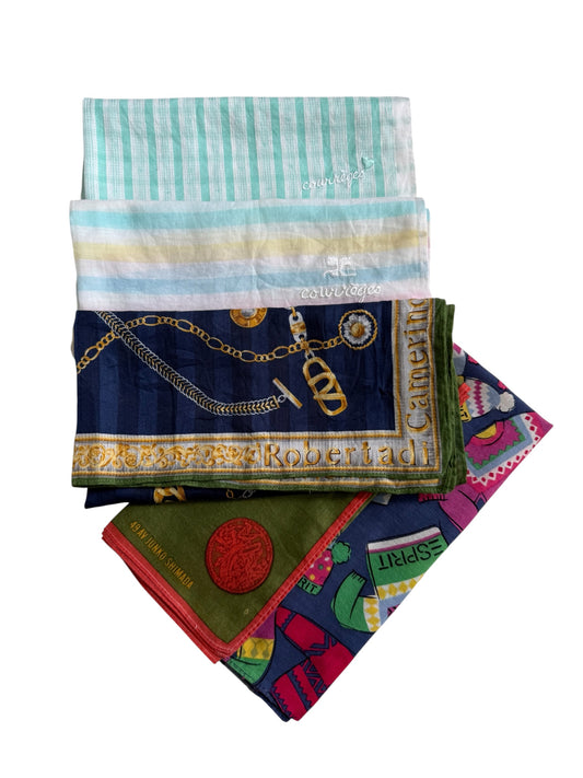 Lot Of 5 Vintage Designer Handkerchiefs Courrèges Junko Shimada Esprit