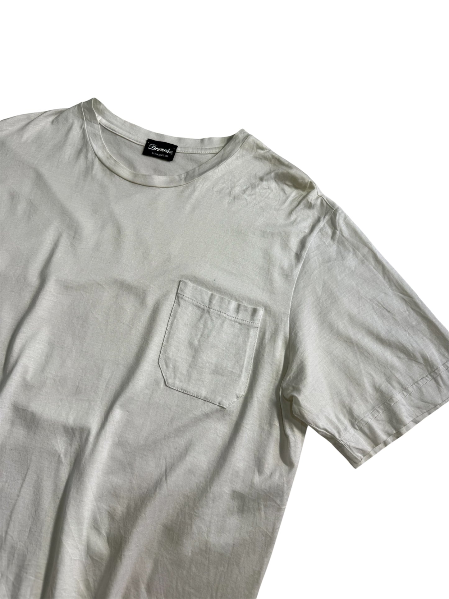 Drumohr Pocket Tshirt White Minimal Made in Italy