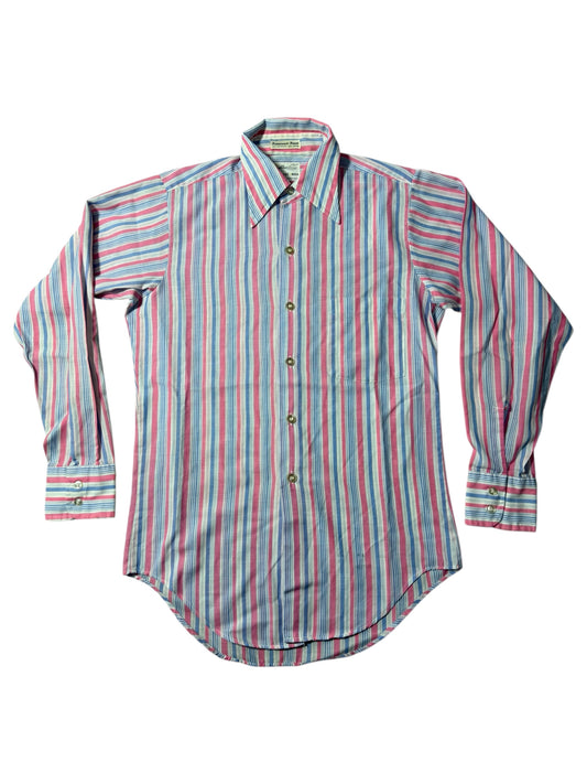 Vintage 1970s–80s Beeline Permanent Press Stripe Shirt Made In Usa