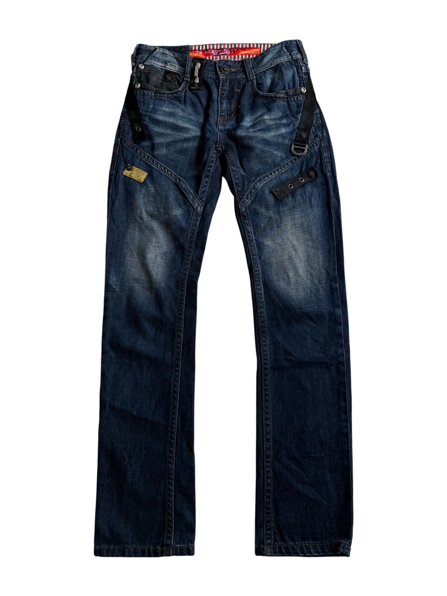 Tough Jeansmith Heavy Duty Utility Denim Jeans Tactical Strap Y2K