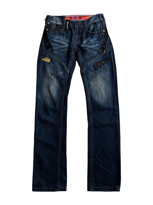 Tough Jeansmith Heavy Duty Utility Denim Jeans Tactical Strap Y2K