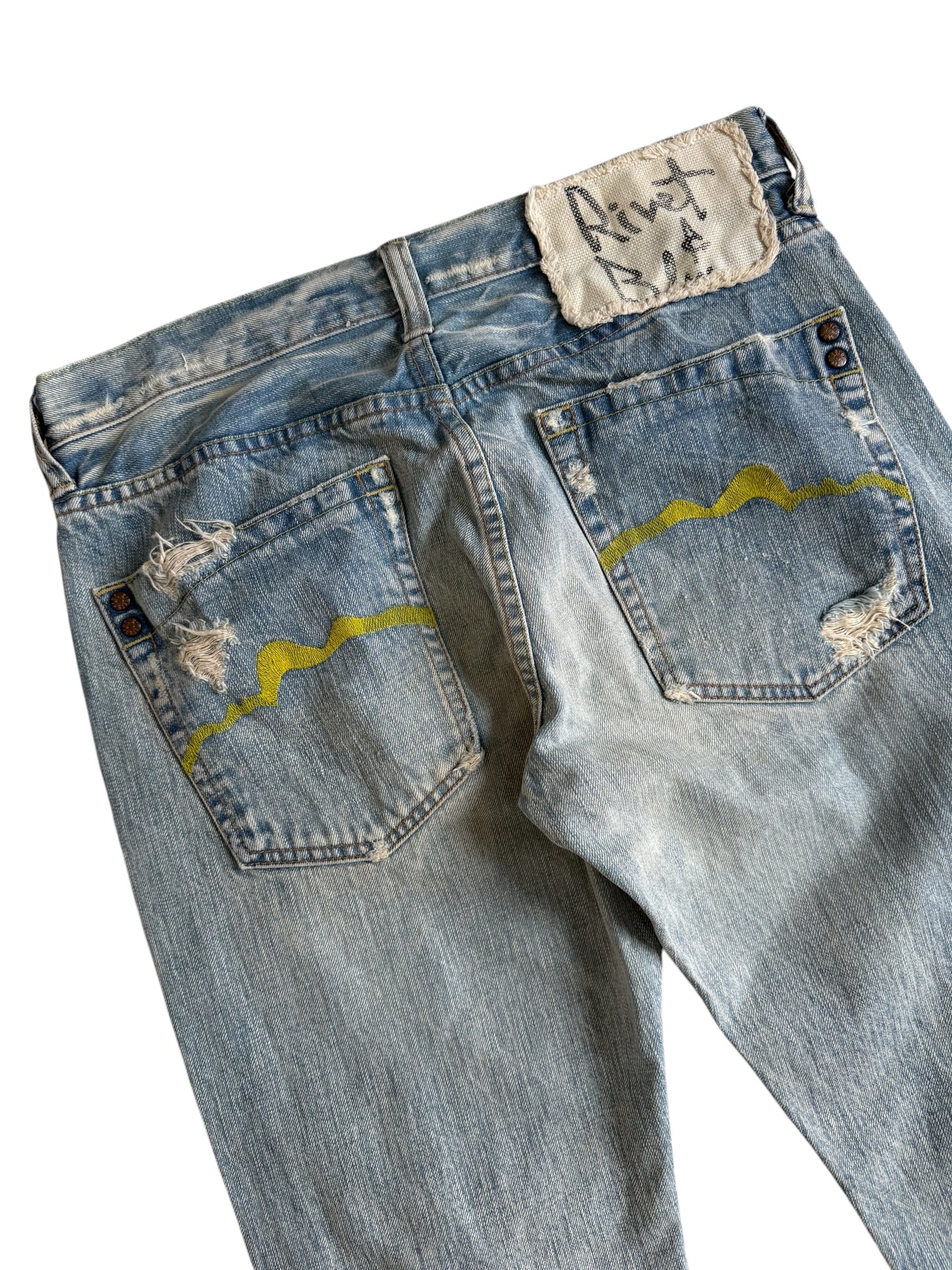 Vintage 2000s Rivet & Blue Distressed Flared Denim Jeans