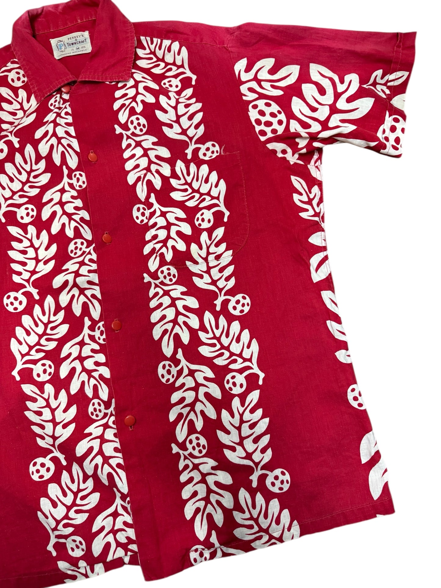 Vintage 1950s Penneys Towncraft Hawaiian Red Shirt