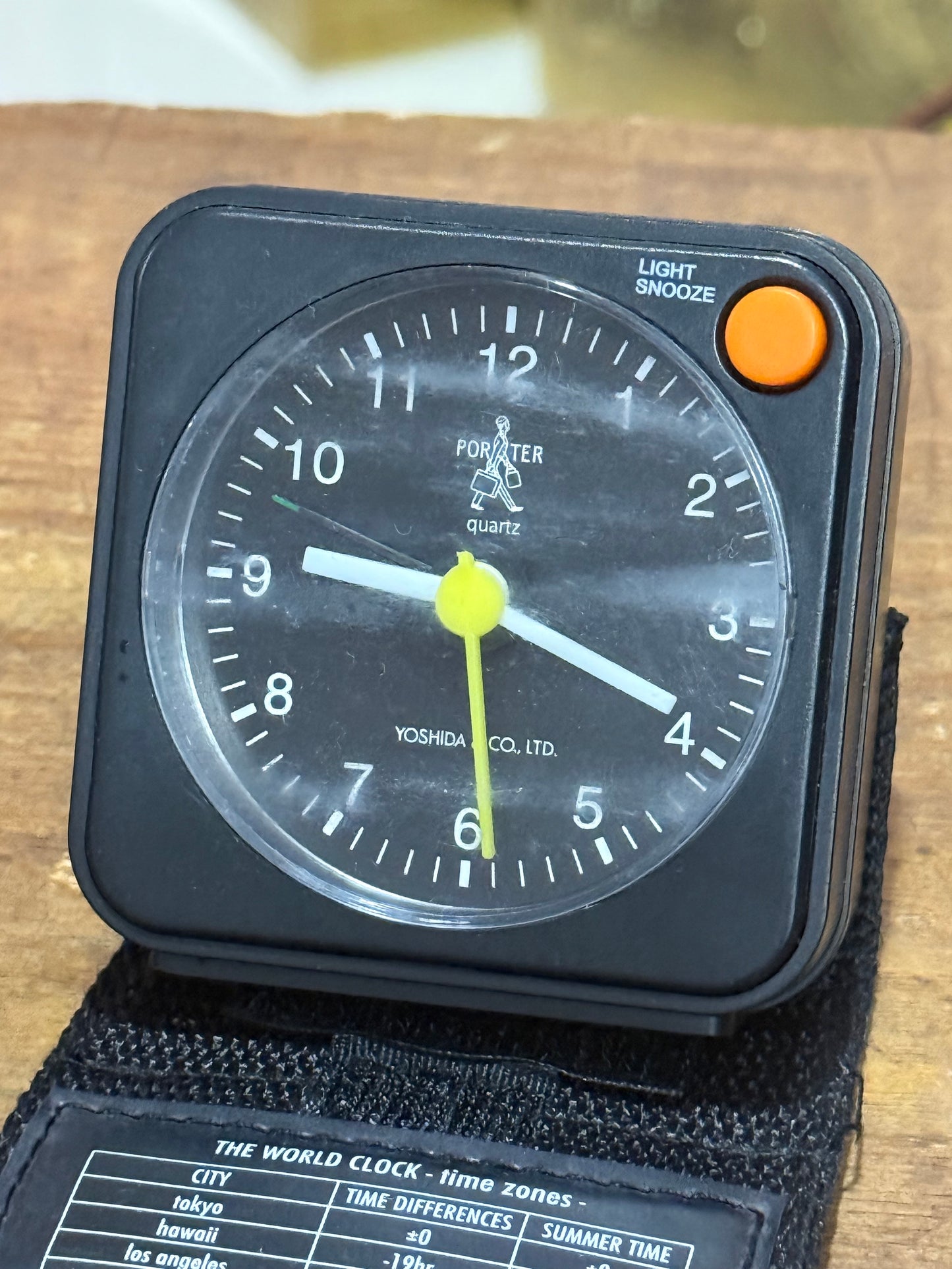 Porter Yoshida & Co Travel Alarm Clock Black Pouch Japan Quartz
