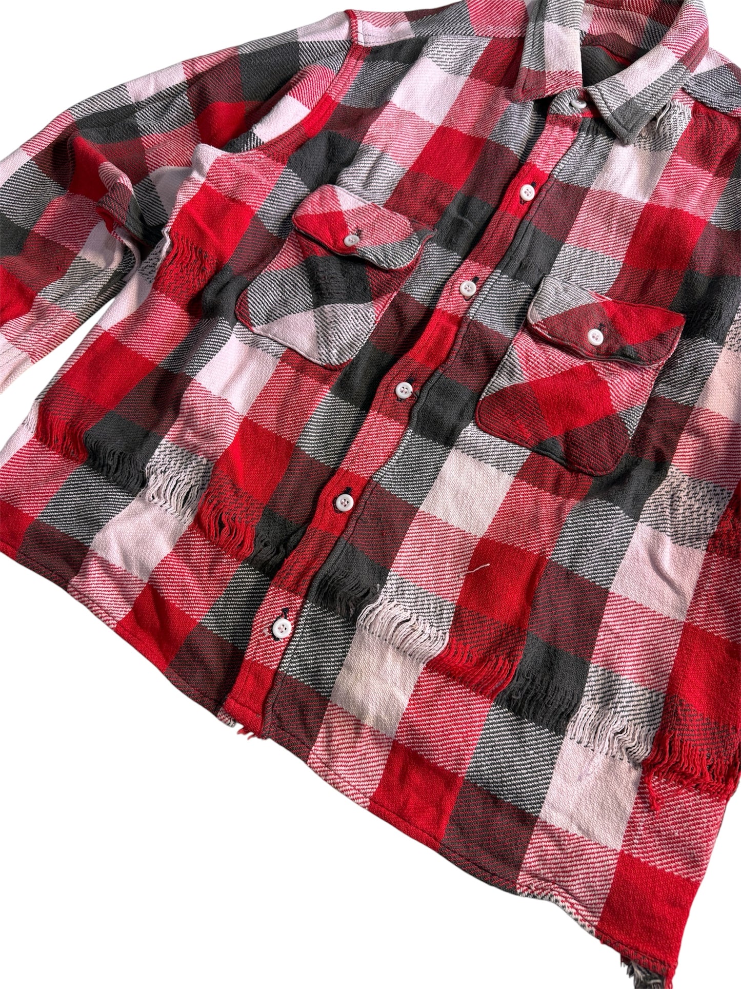 Vintage Distressed Plaid Flannel Shirt