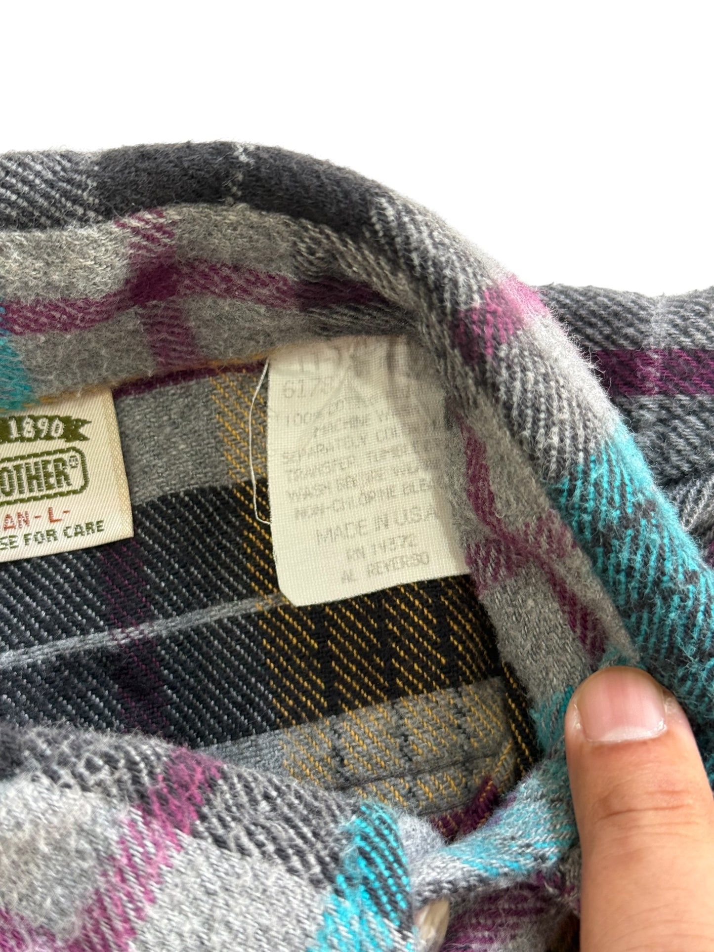 Vintage 1980s–90s Five Brother Plaid Flannel Shirt Made in USA