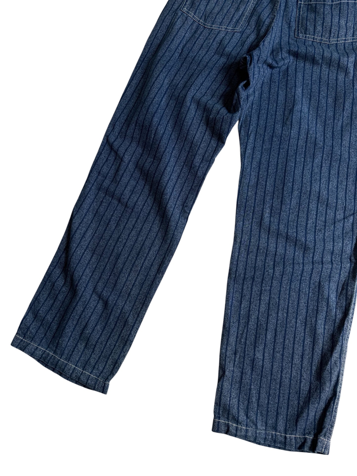 Vintage J.S Homestead Pinstripe Denim Work Pants Utility Pocket Made in Japan