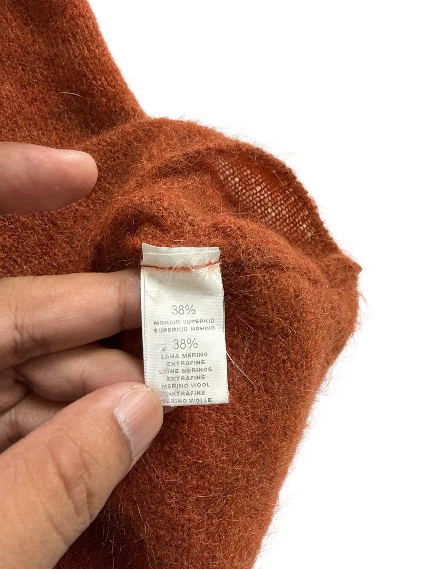 Morgano Made in Italy Mohair Merino Wool Mock Neck Short Sleeve Knit Sweater
