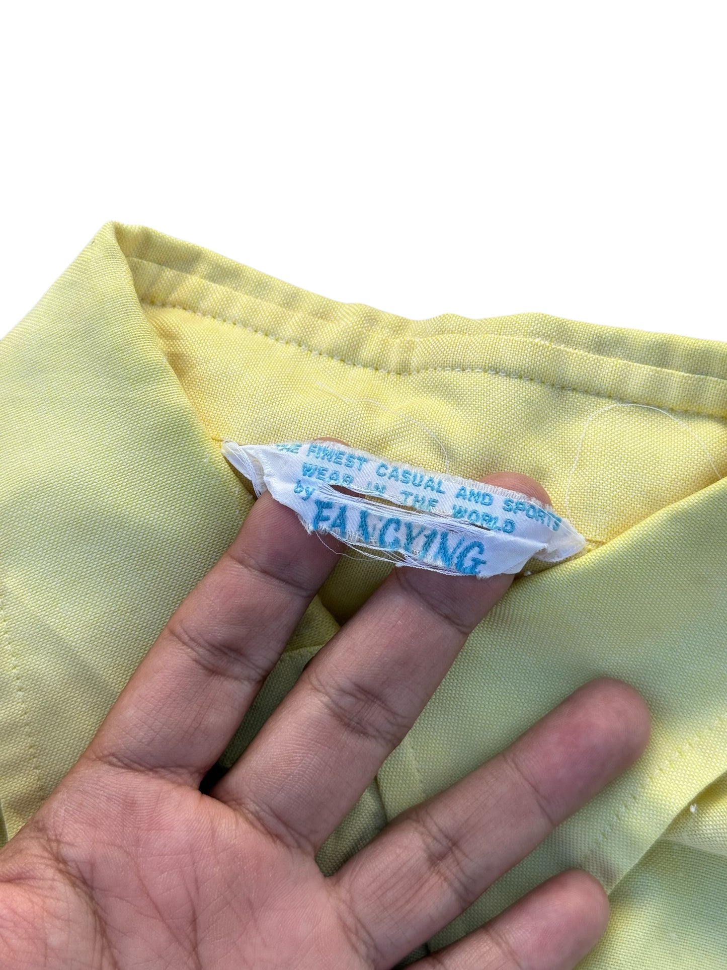 Vintage 70s–80s FANCYING Yellow Button-Down Short Sleeve Shirt