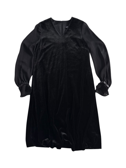 Karl Lagerfeld Limited Edition Black Velvet Dress Sheer Sleeve Minimal A Line
