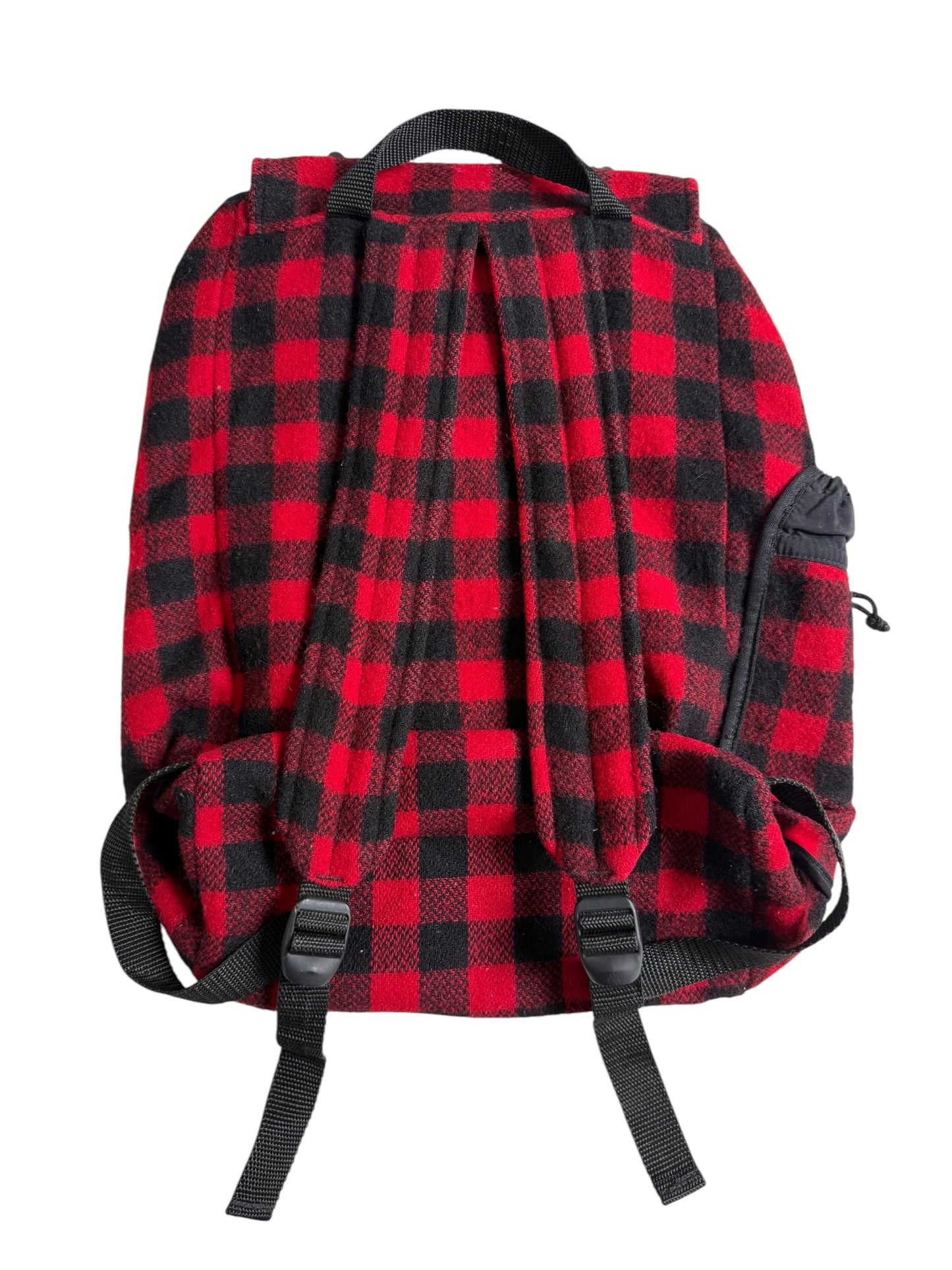 Vintage Johnson Woolen Mills Buffalo Plaid Wool Backpack Made in USA