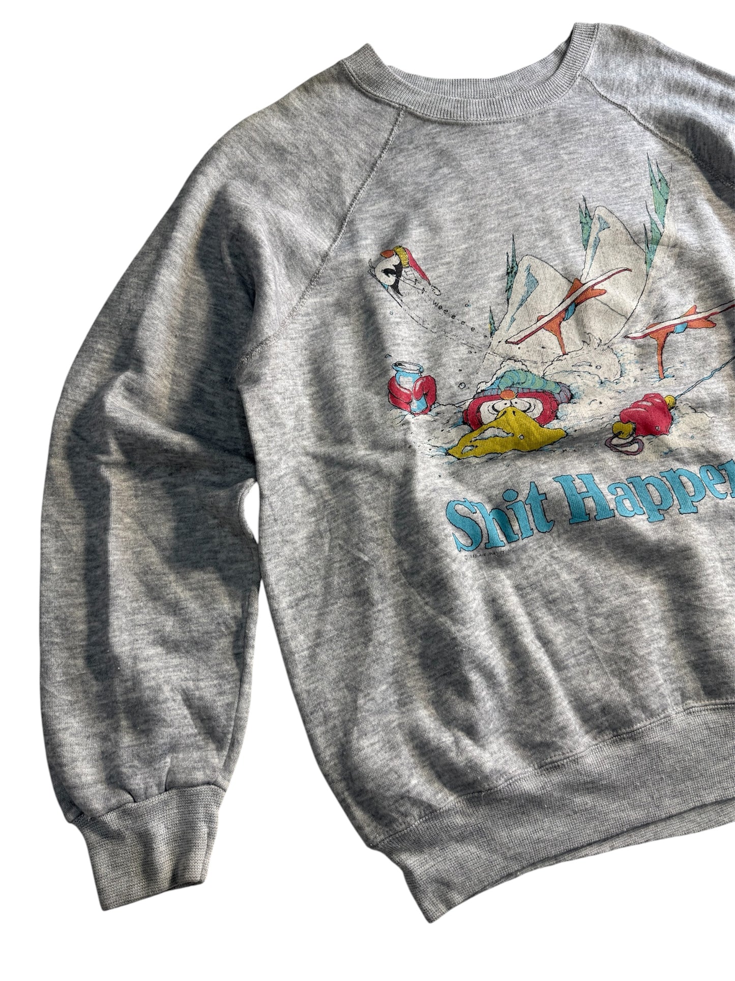 Vintage 1988 Air Waves Shit Happens Crewneck Sweatshirt USA Made