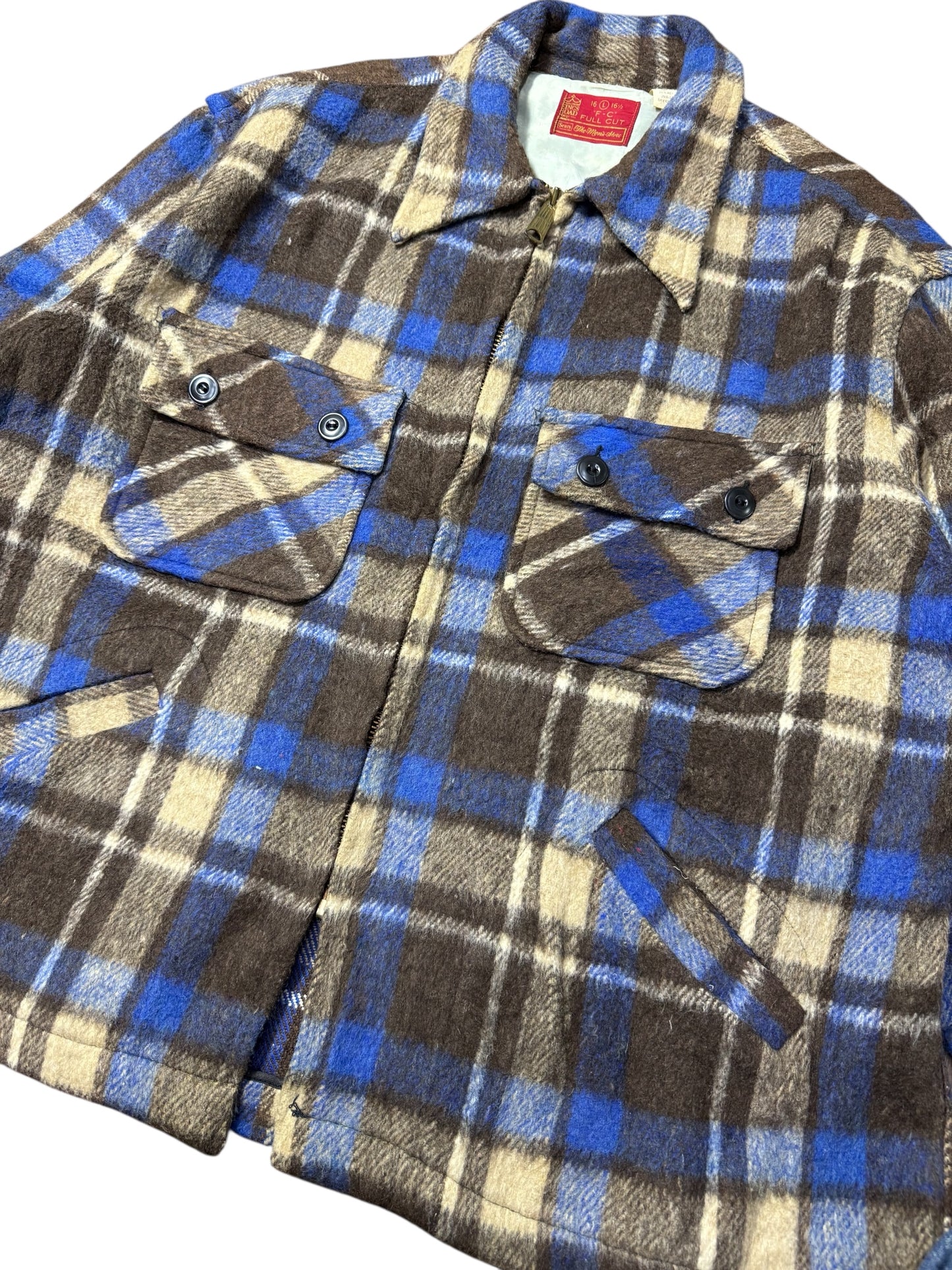 Vintage 1950s-60s Sears Kings Road Wool Plaid Jacket USA Made