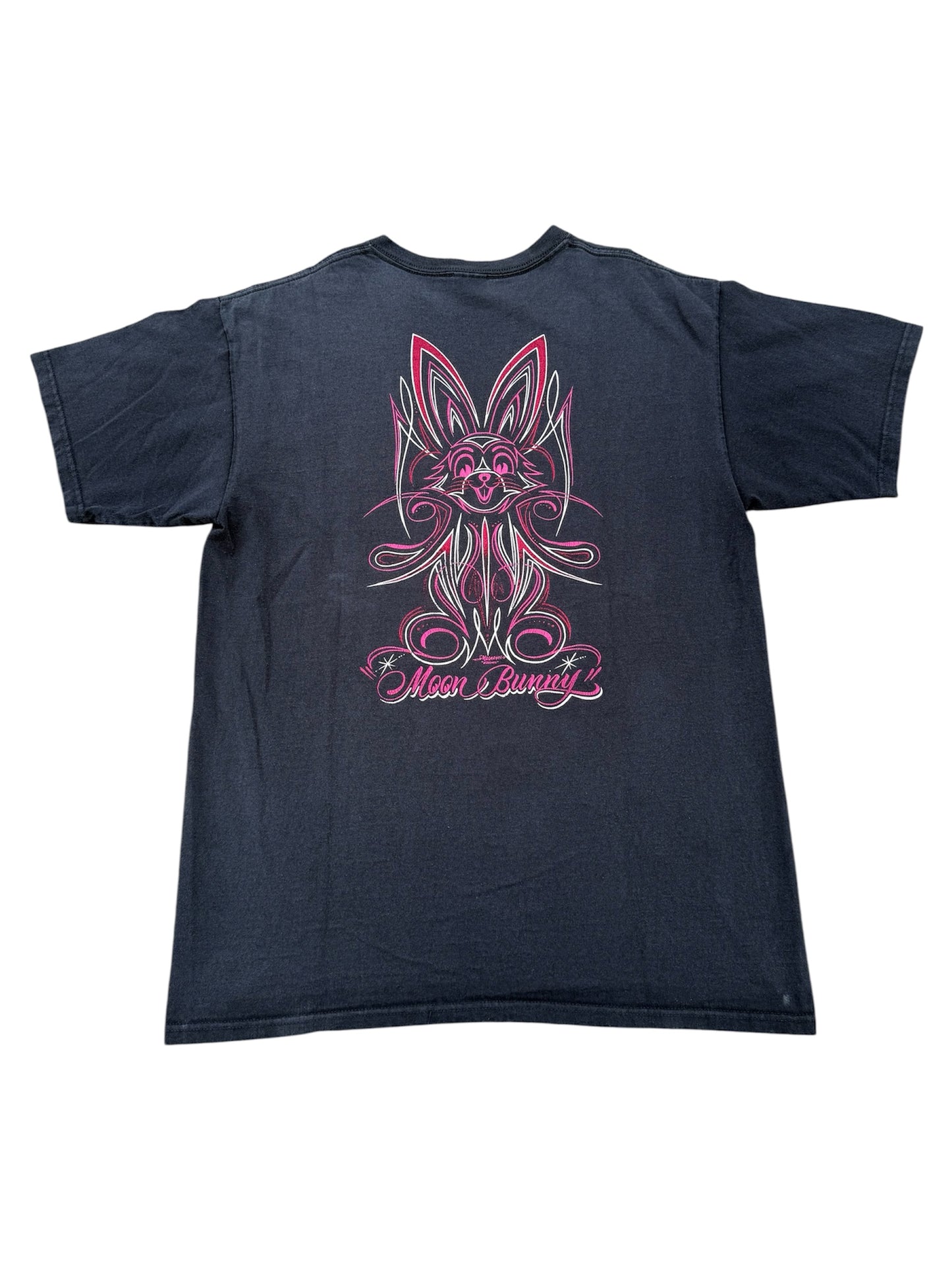 Vintage Y2K Mooneyes Bunny Pinstripe Graphic Tshirt