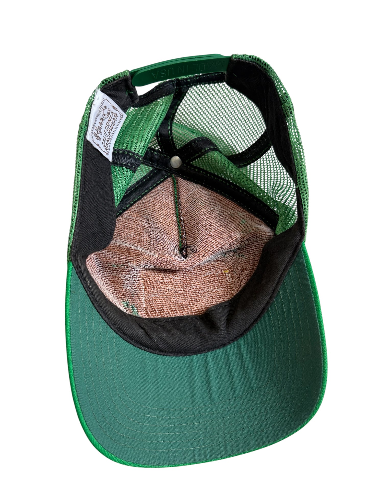 Vintage H Bar C California Ranchwear Green Mesh Trucker Cap Made in USA