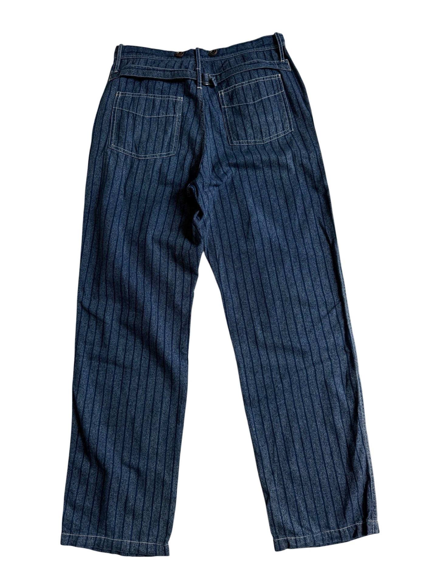 Vintage J.S Homestead Pinstripe Denim Work Pants Utility Pocket Made in Japan