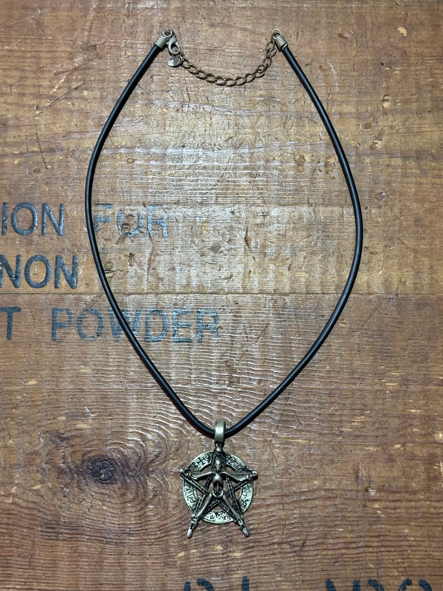 Vintage 1990s Alchemy England Occult Pentagram Figure Pendant Necklace