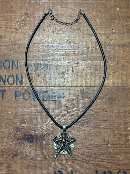 Vintage 1990s Alchemy England Occult Pentagram Figure Pendant Necklace