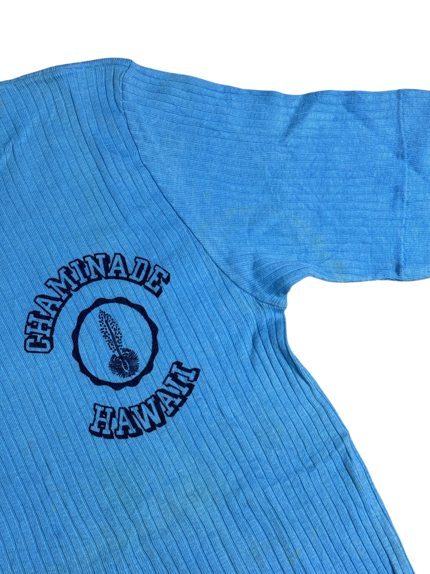 Vintage 1960s Champion Knitwear Chaminade Hawaii Ribbed Tshirt