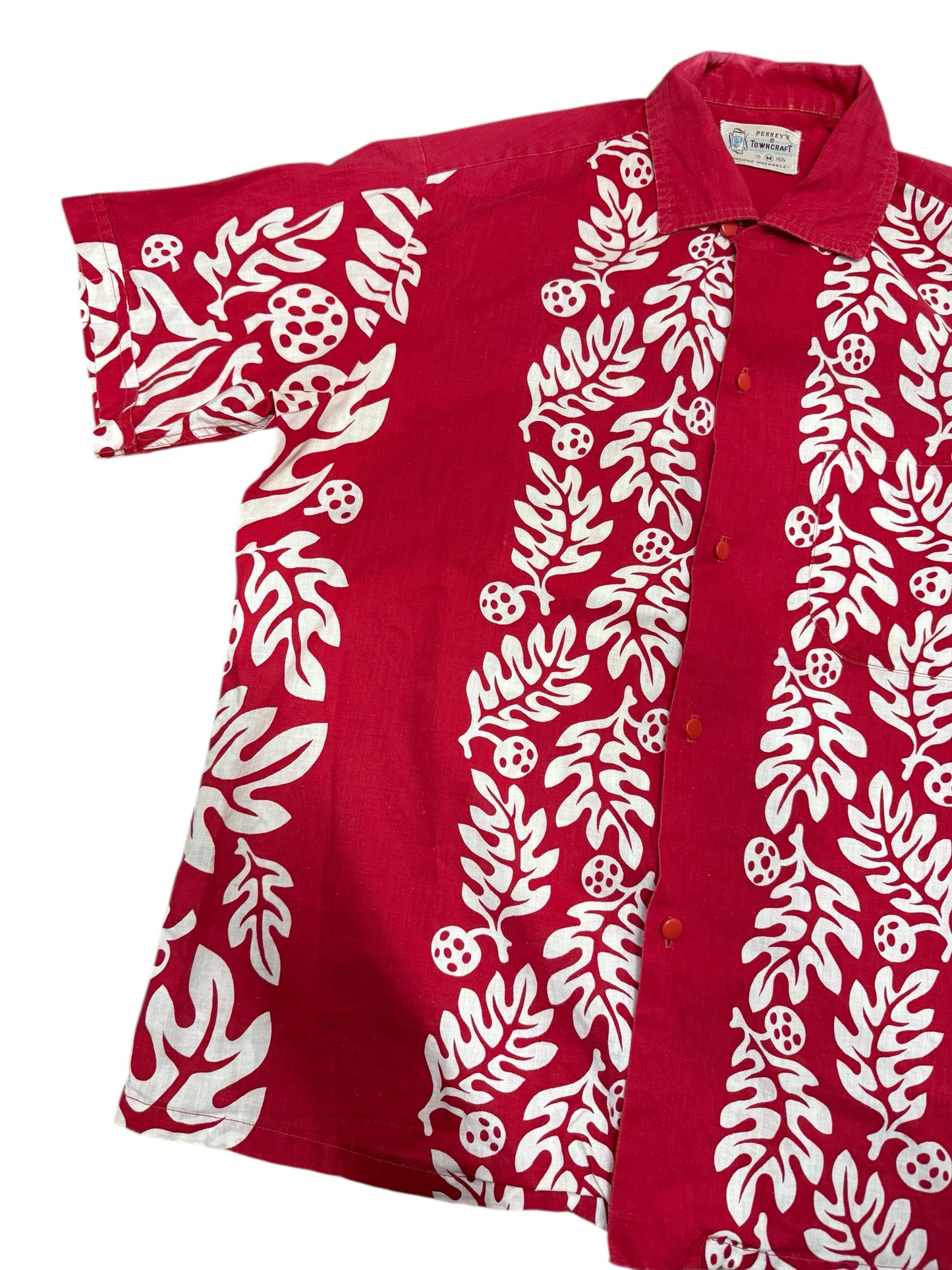 Vintage 1950s Penneys Towncraft Hawaiian Red Shirt