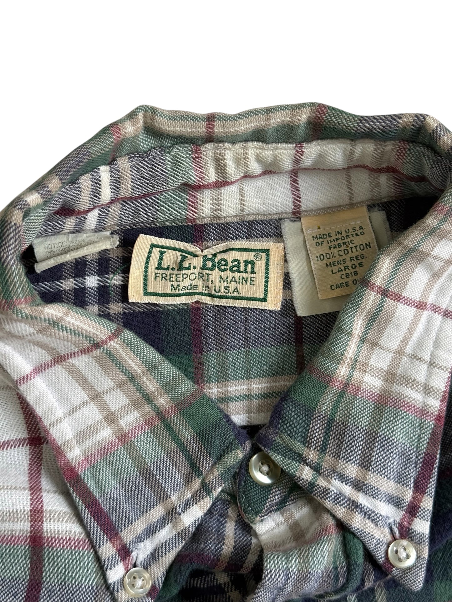 Vintage LL Bean Made in USA Plaid Flannel Shirt