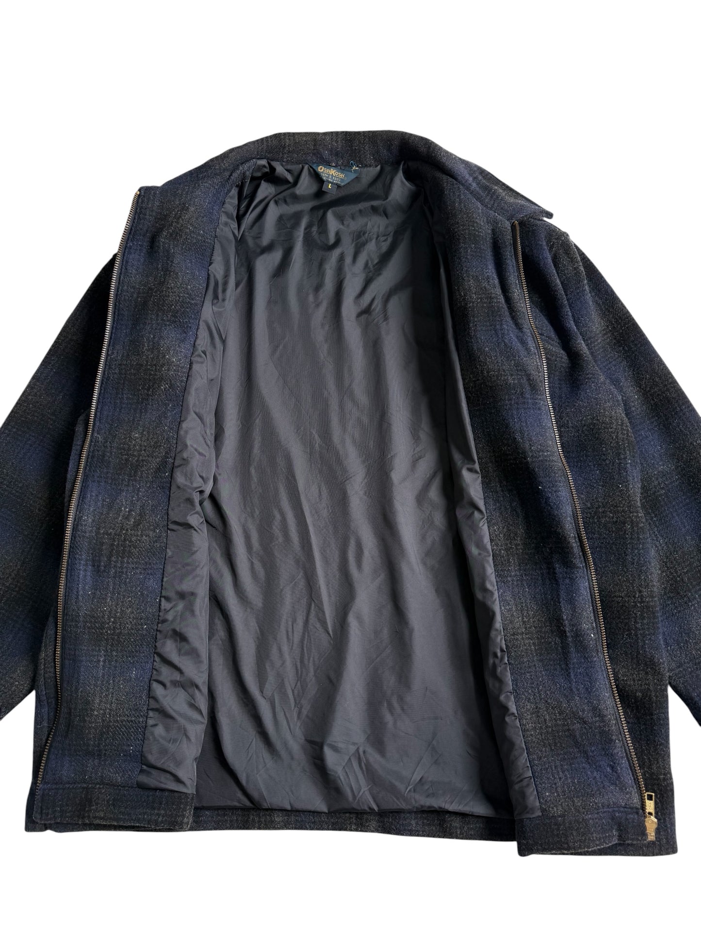 Vintage OshKosh B’gosh Wool Shadow Plaid Zip Jacket