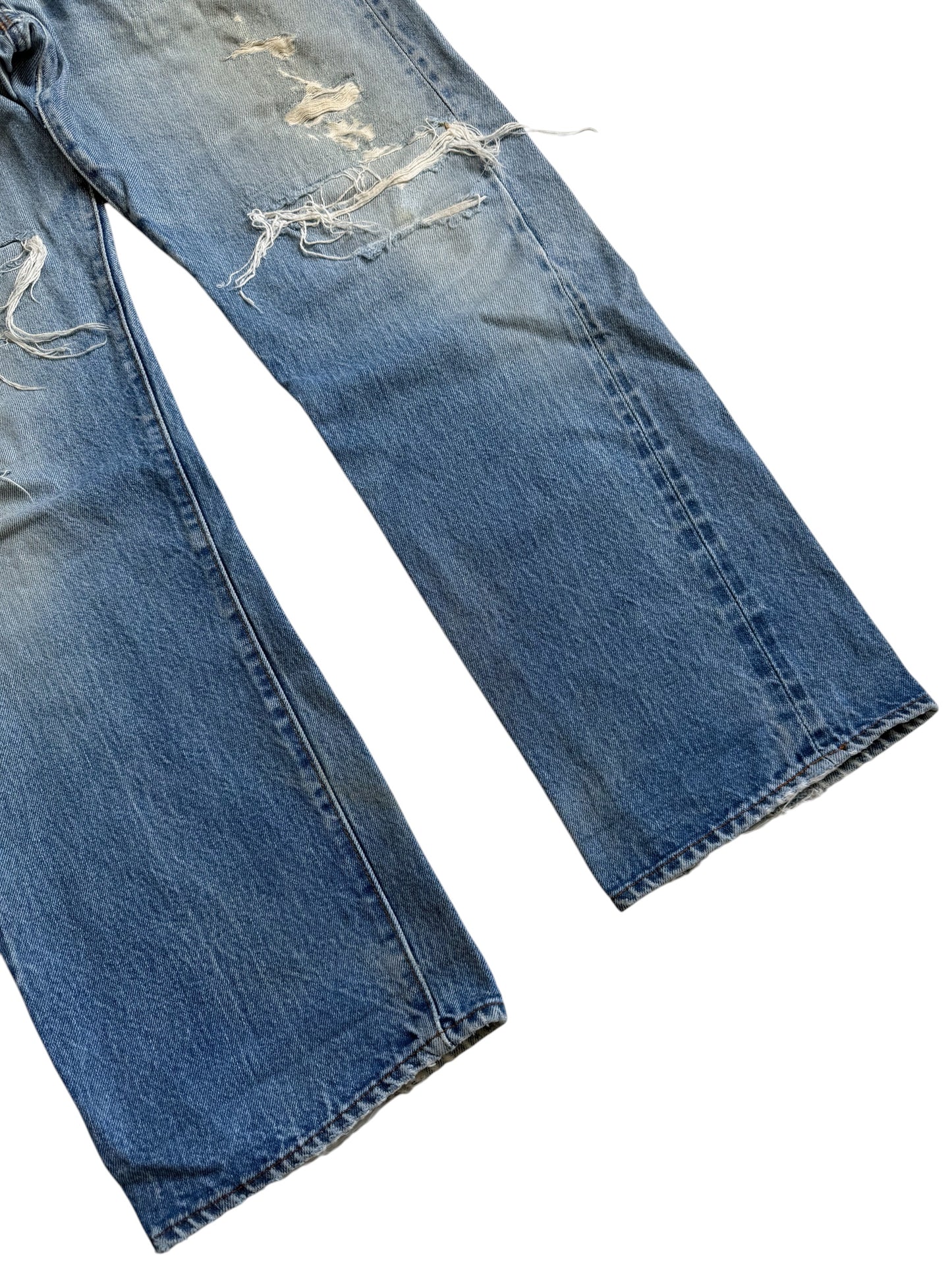 Vintage 1980s Levis 501 Selvedge Distressed Denim Jeans Made in USA