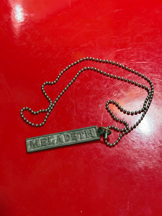 Vintage 2000s Megadeth Logo Metal Pendant Necklace Ball Chain
