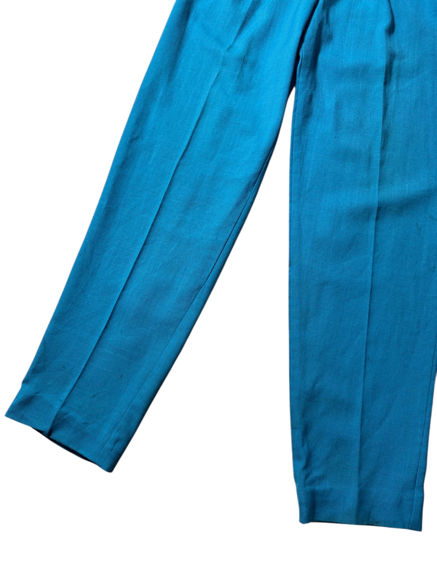 Vintage Cotler Pleated Trousers Teal Blue Classic American Slacks