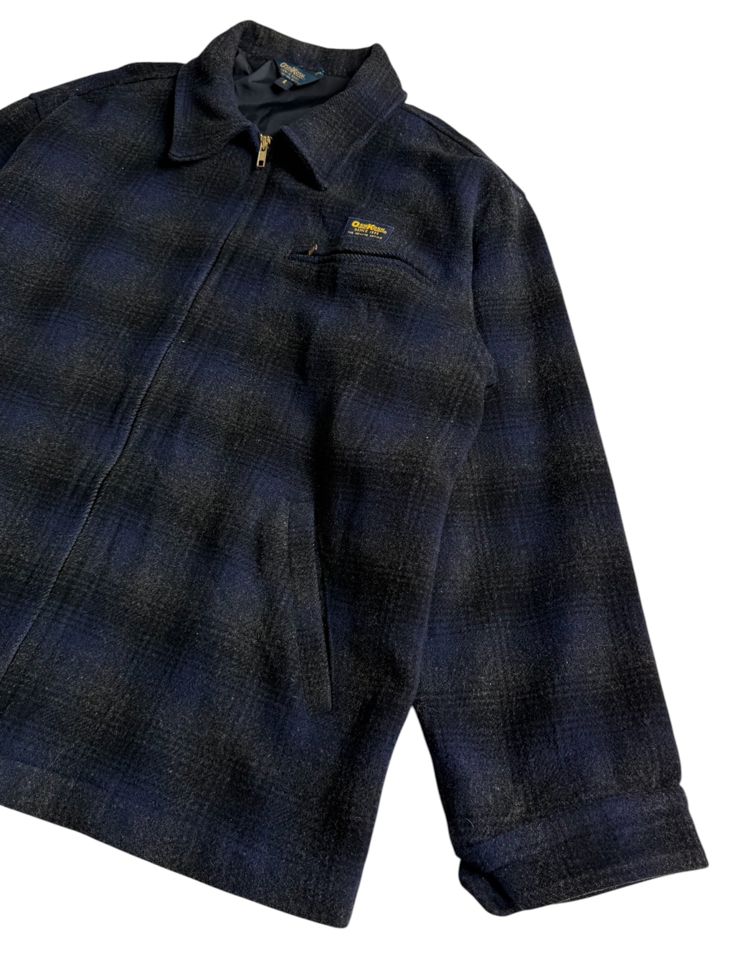 Vintage OshKosh B’gosh Wool Shadow Plaid Zip Jacket