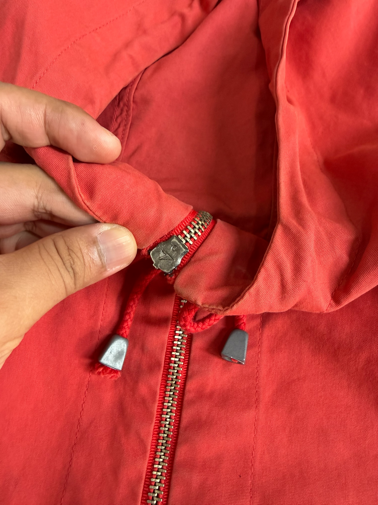 Vintage Red Cotton Anorak Pullover Jacket Made in EEC