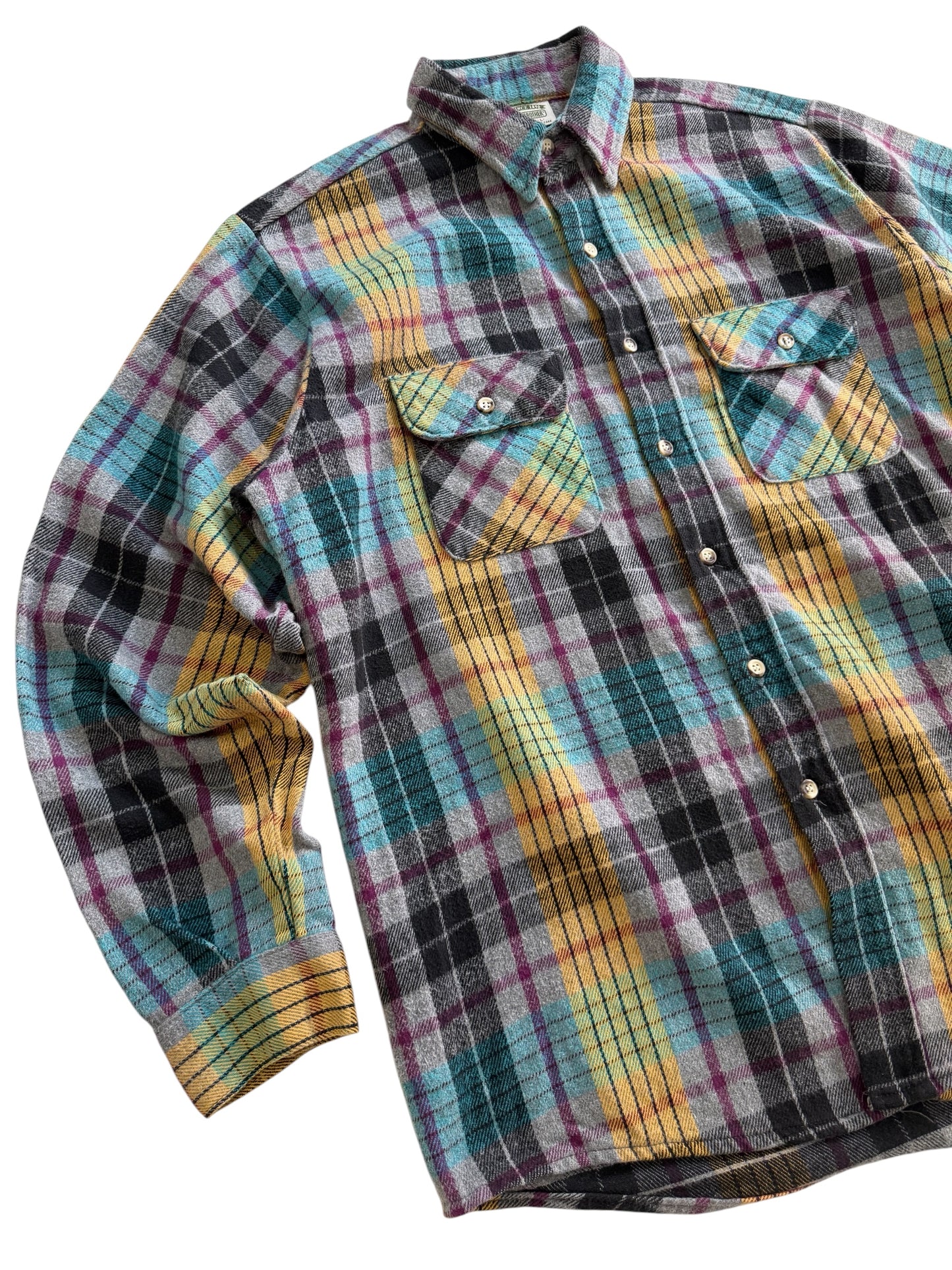Vintage 1980s–90s Five Brother Plaid Flannel Shirt Made in USA