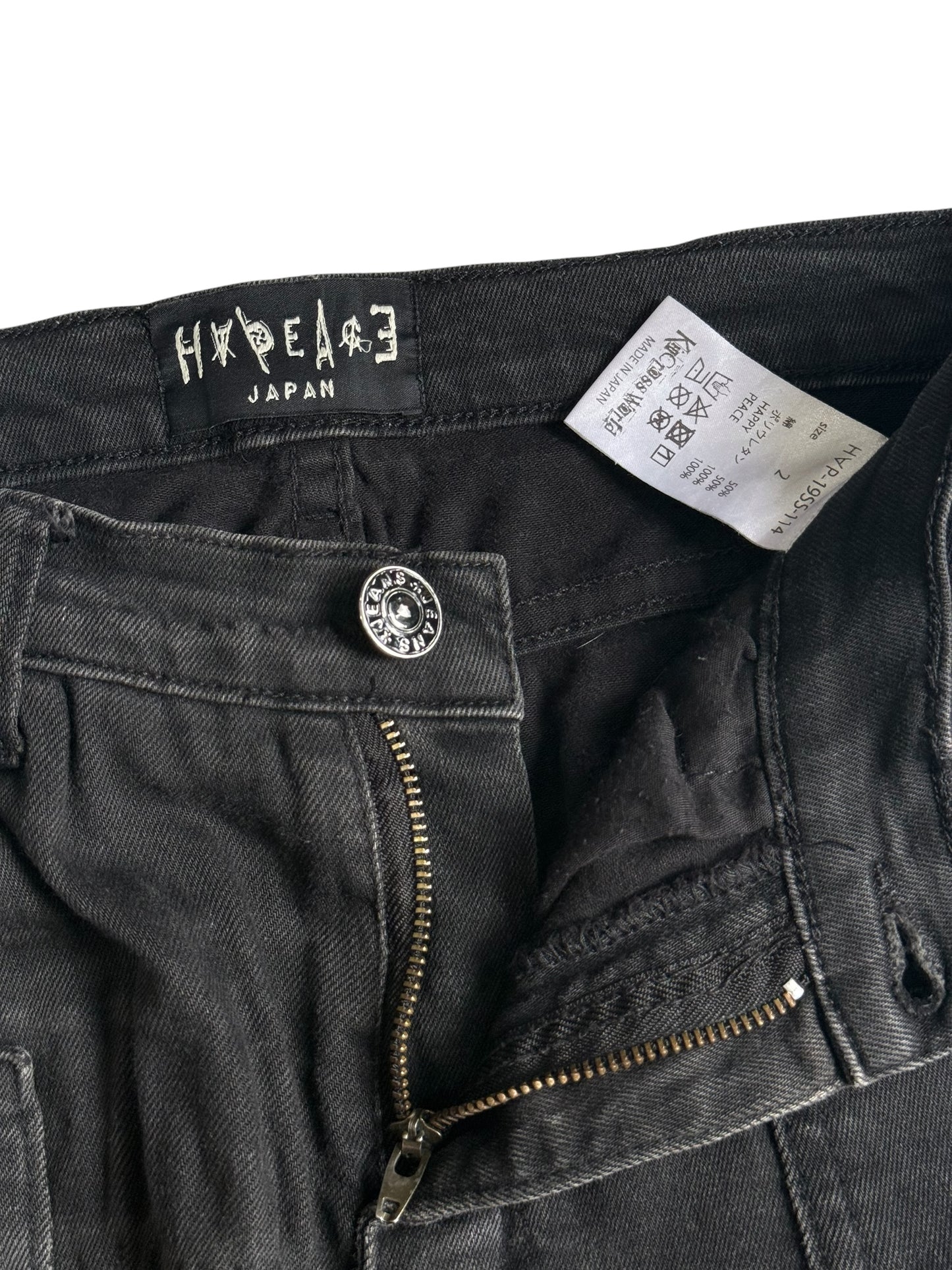 Happy Peace Japan Distressed Biker Punk Goth Denim Jeans