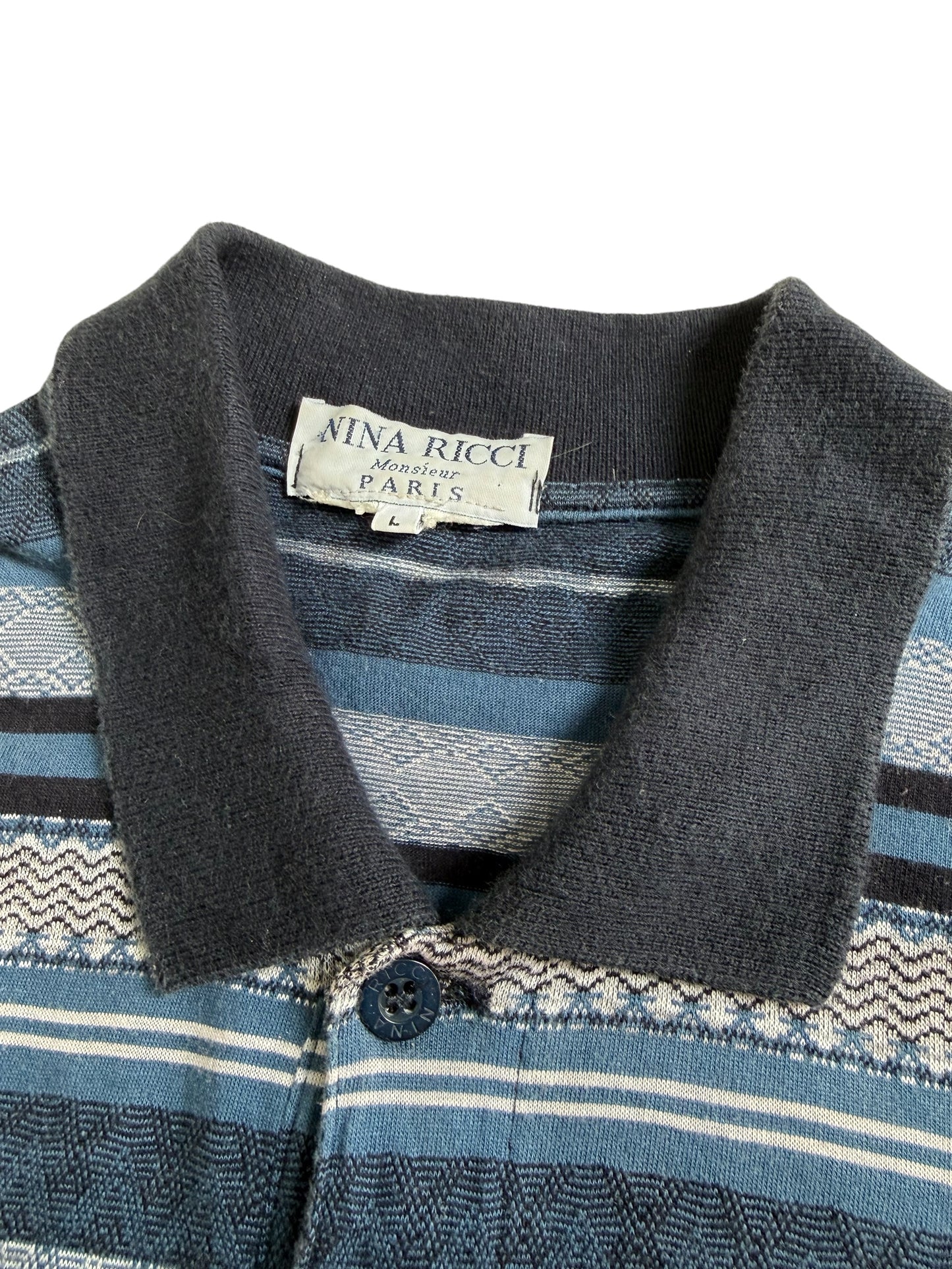 Vintage Nina Ricci Monsieur Paris Striped Polo Shirt Made in France