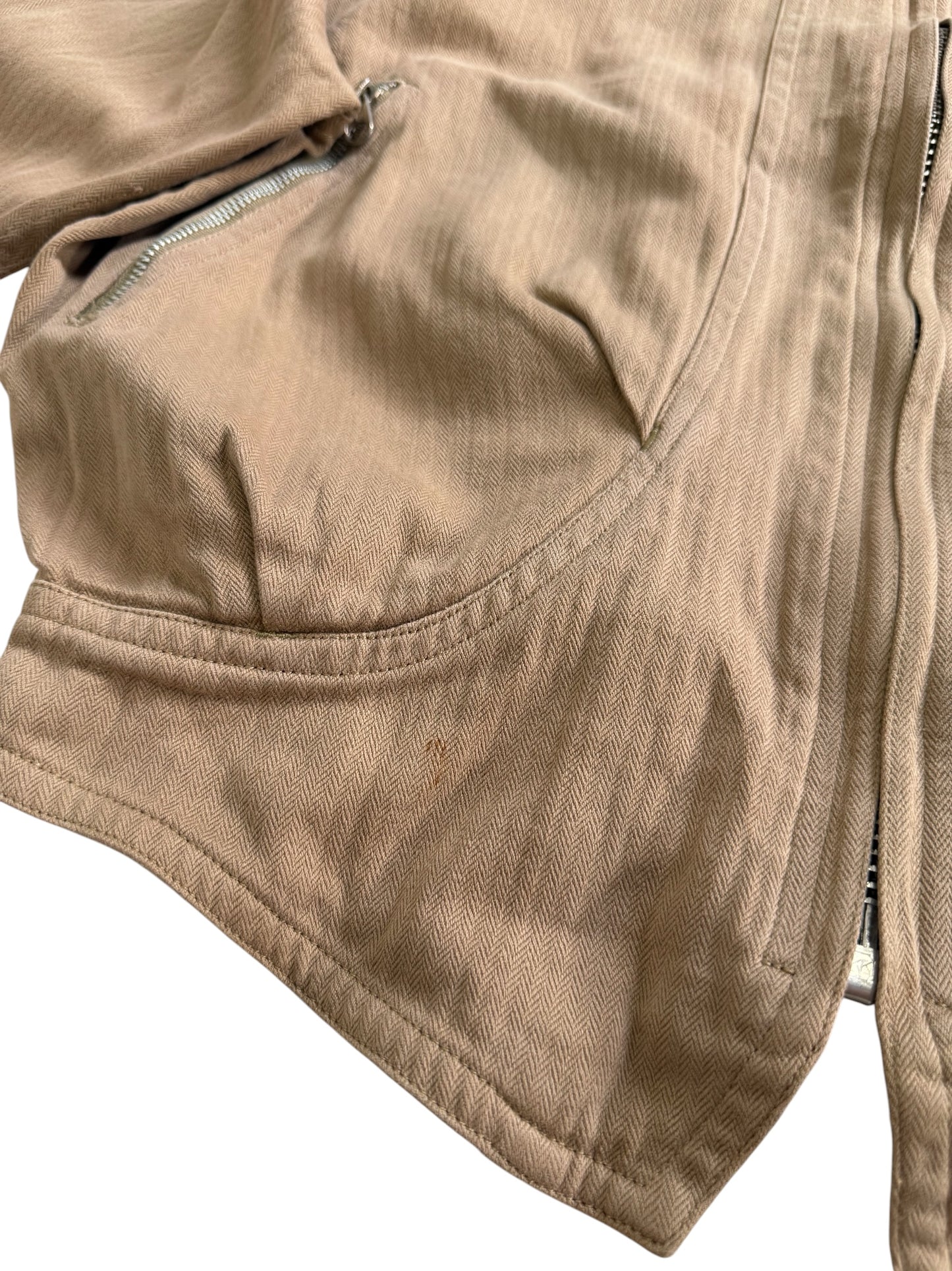 Vintage 180s-90s Lets Bandit Melrose Herringbone Motorcycle Jacket Tan Brown