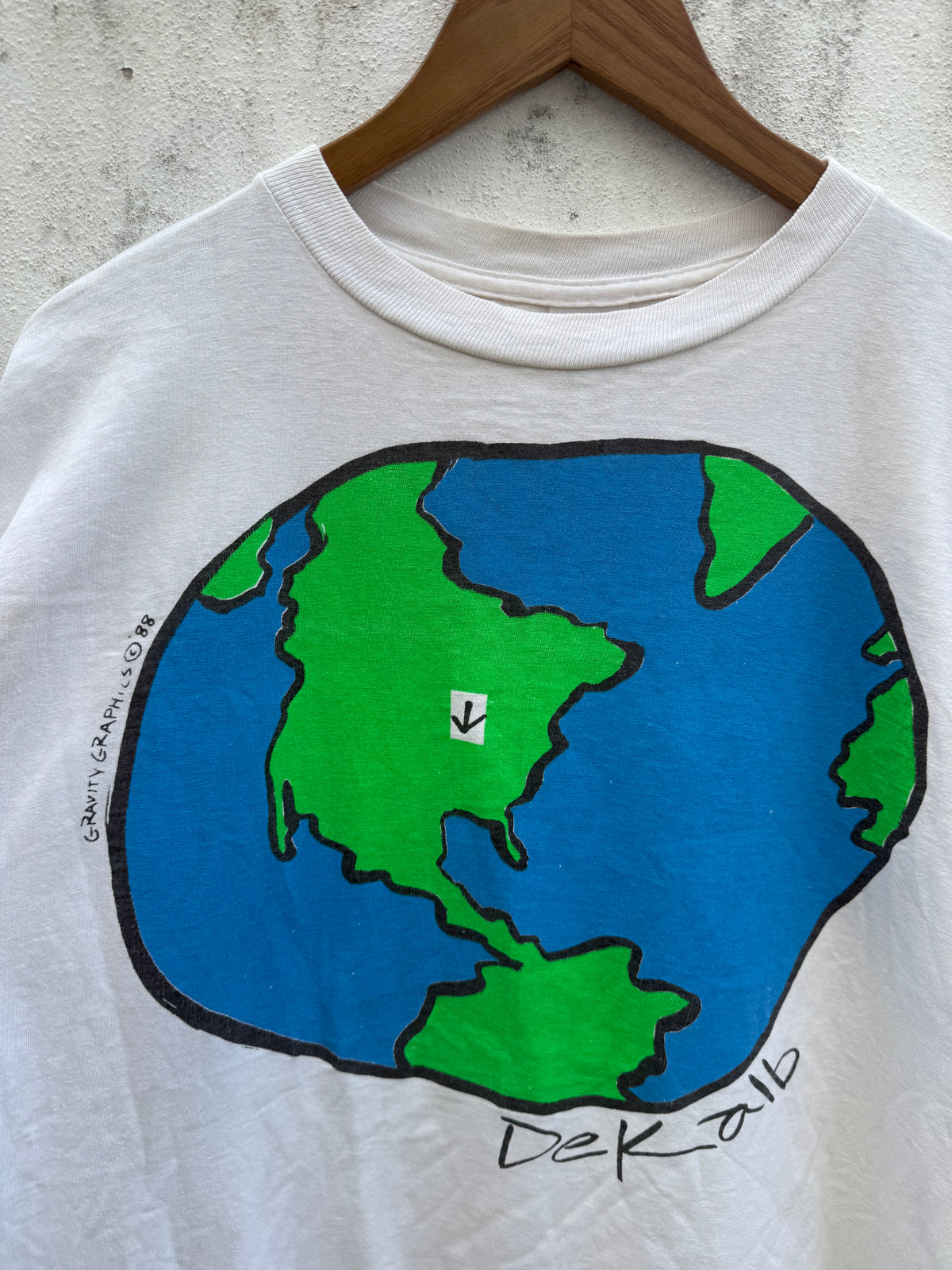 Vintage 1988 Gravity Graphics Dekalb World Map Tshirt Made In Usa