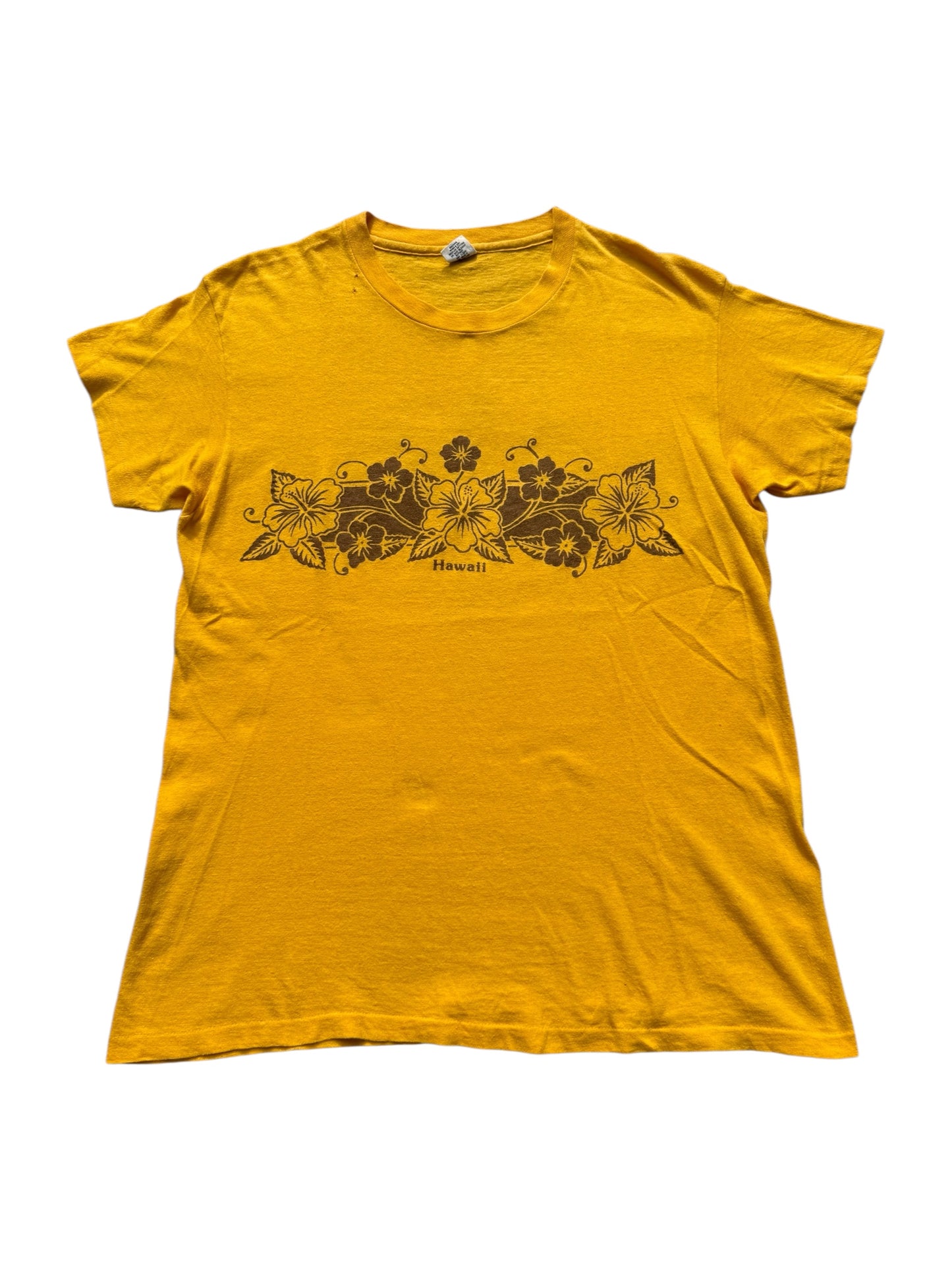 Vintage 70s Hanes Hawaii Hibiscus Tshirt Made in USA