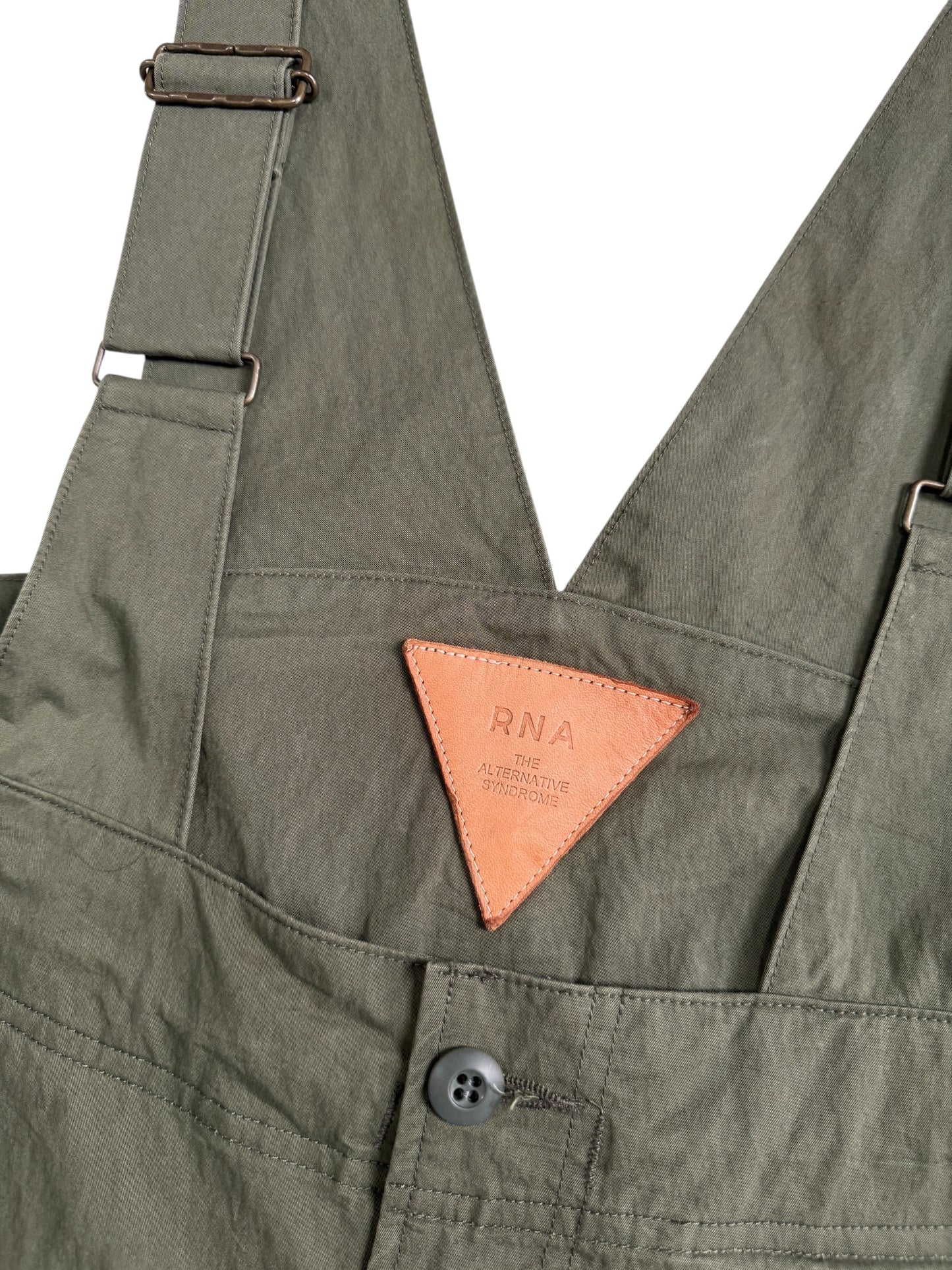 RNA The Alternative Syndrome Adjustable Military Bib Overalls Olive Green Wide Leg