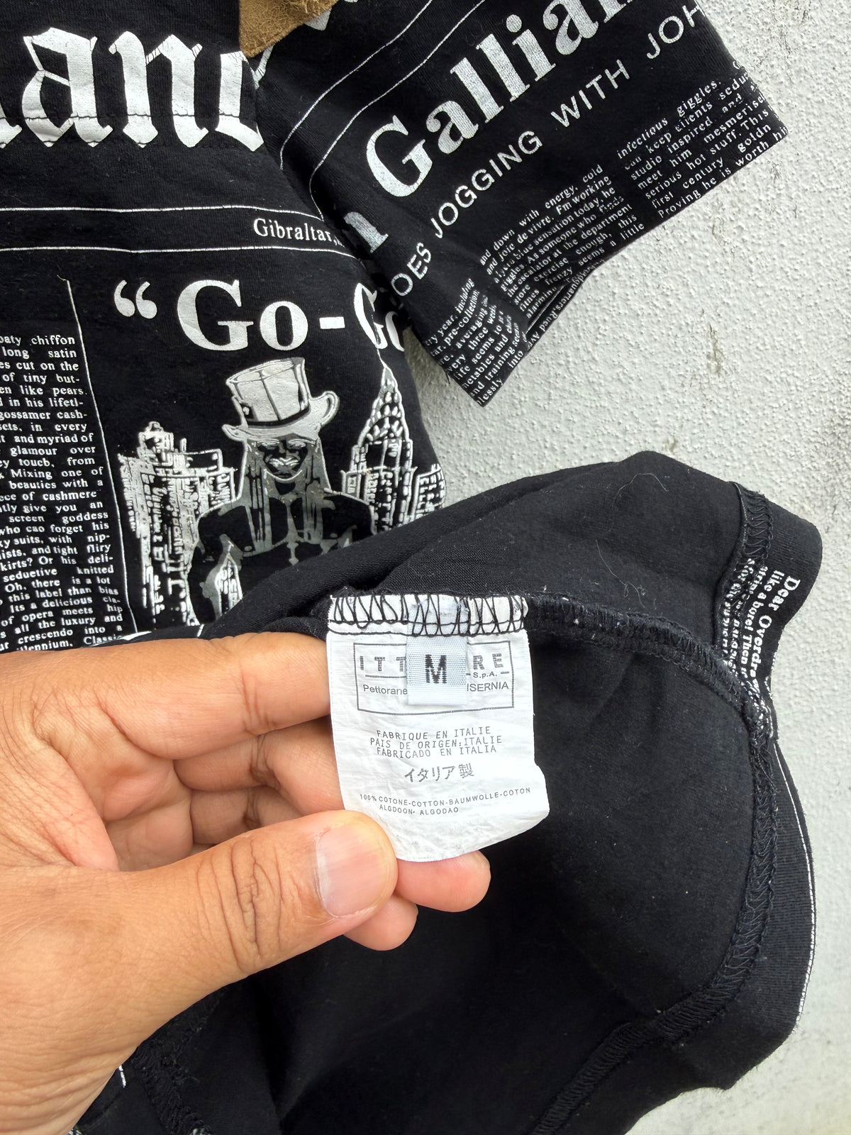 Vintage John Galliano Newspaper Tshirt Made In Italy