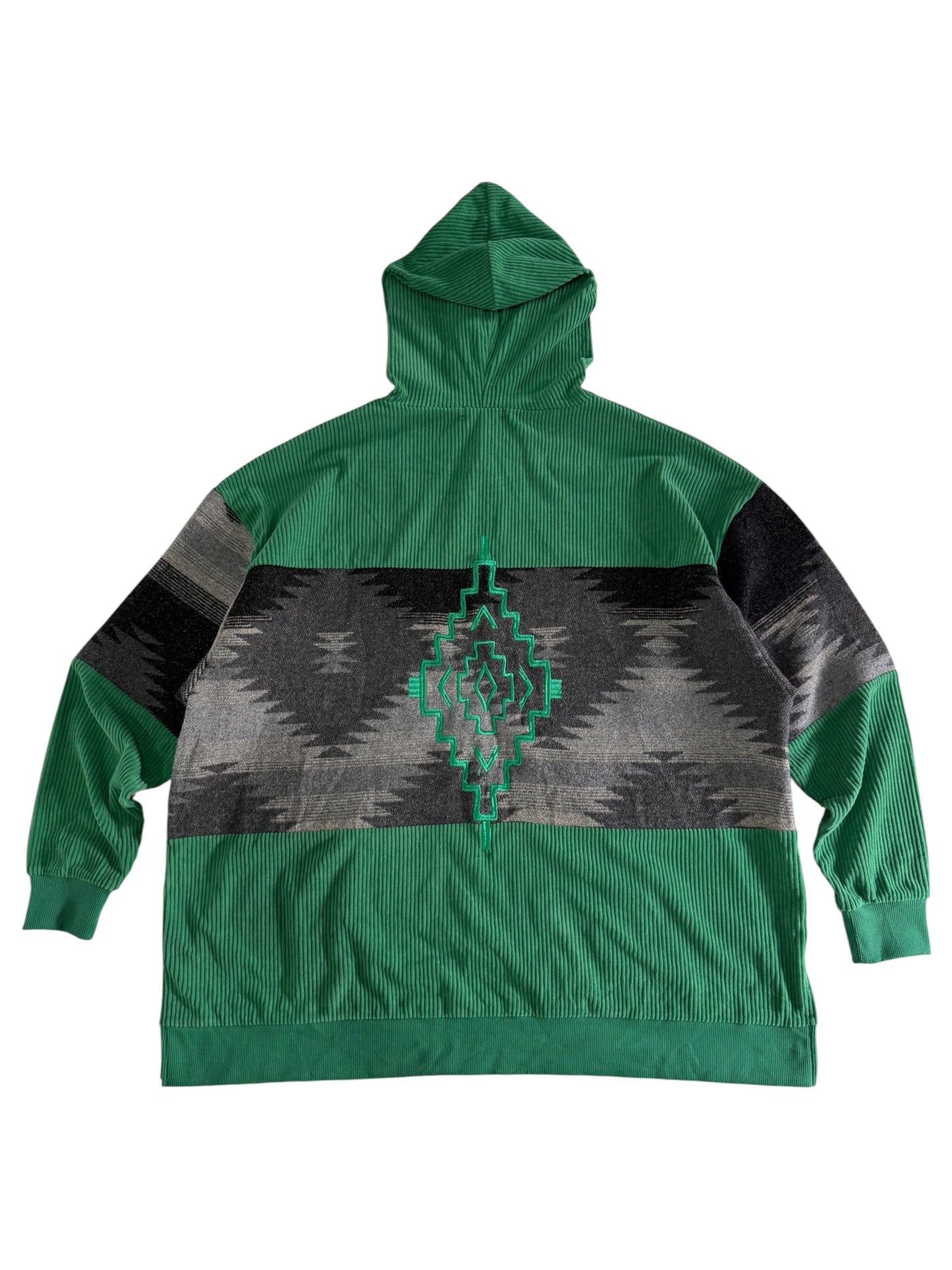 Amina Corduroy Baja Hoodie Southwestern Pullover Jacket