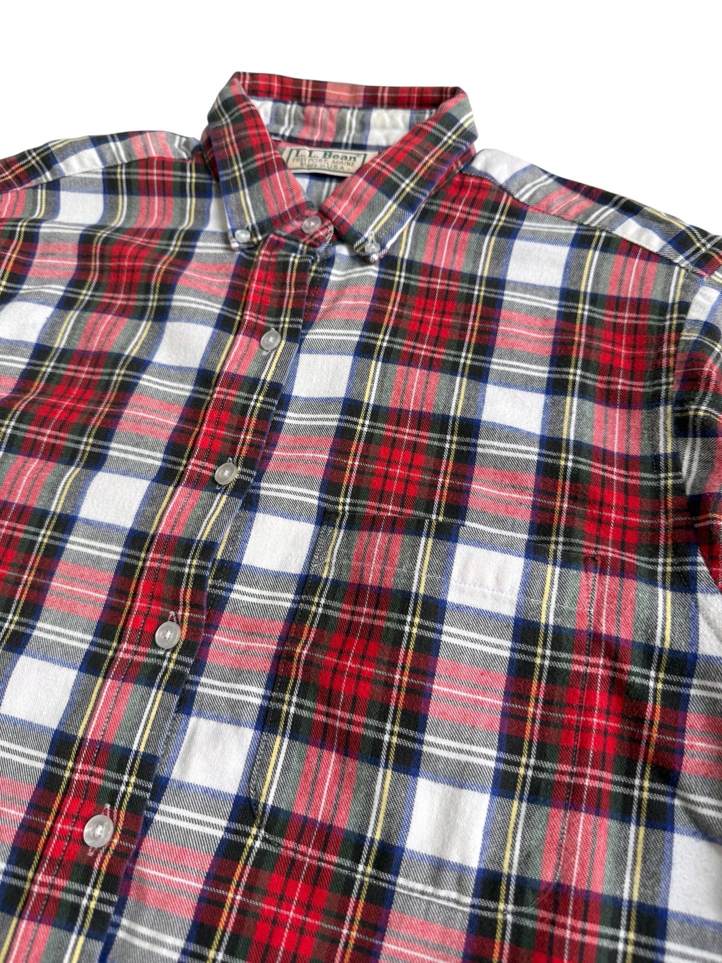 Vintage LL Bean Made in USA Plaid Button Down Flannel Shirt