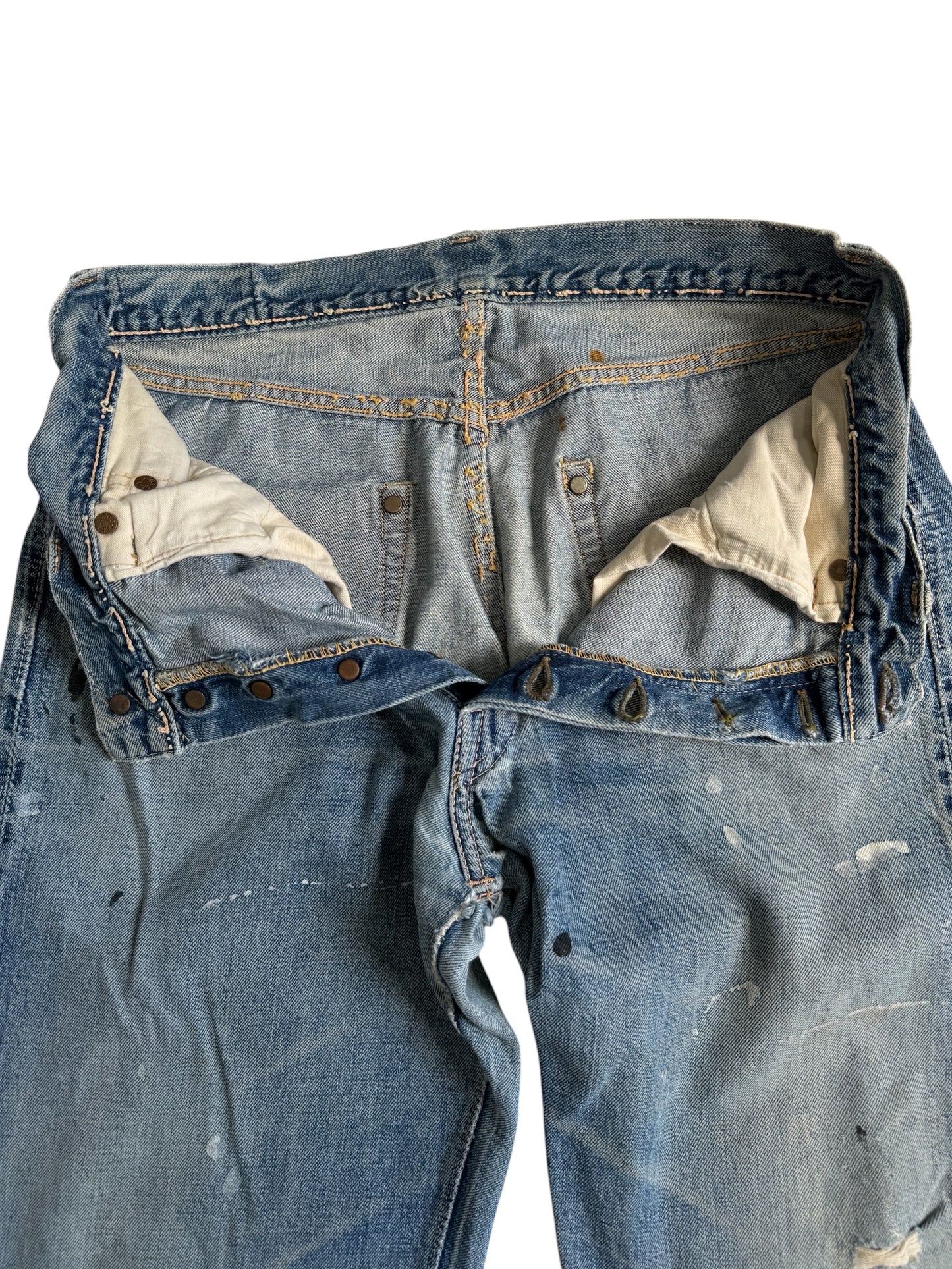 Vintage Warehouse & Co Selvedge Denim Distressed Jeans