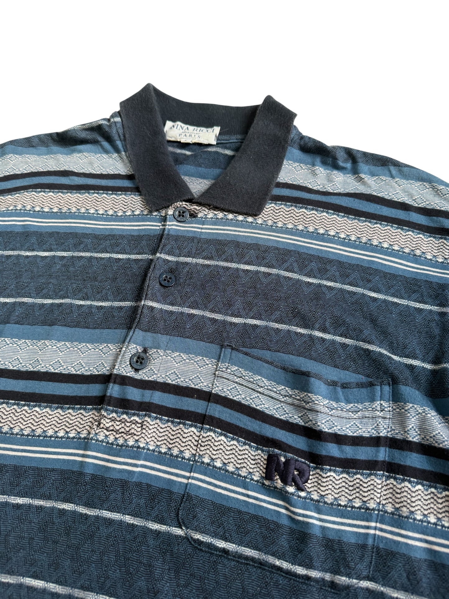 Vintage Nina Ricci Monsieur Paris Striped Polo Shirt Made in France