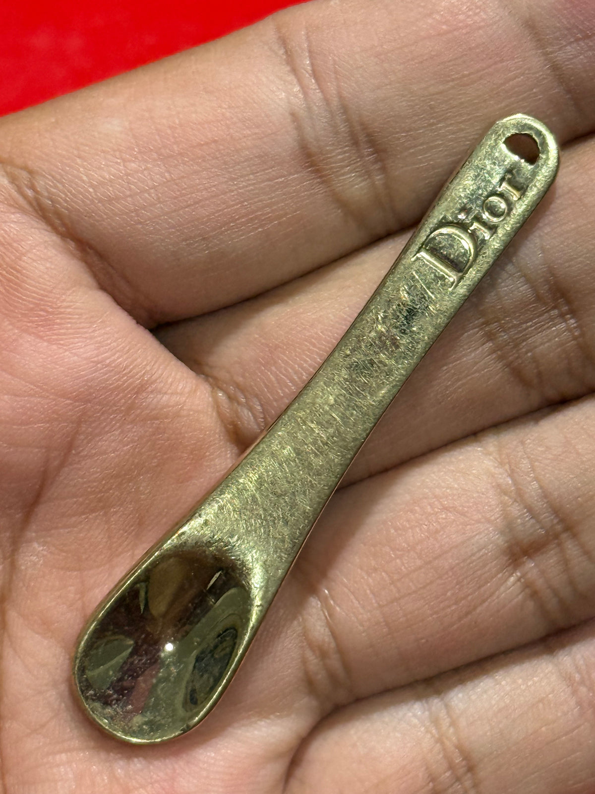 Vintage Christian Dior Gold Tone Mini Cosmetic Spoon Spatula Beauty Accessory