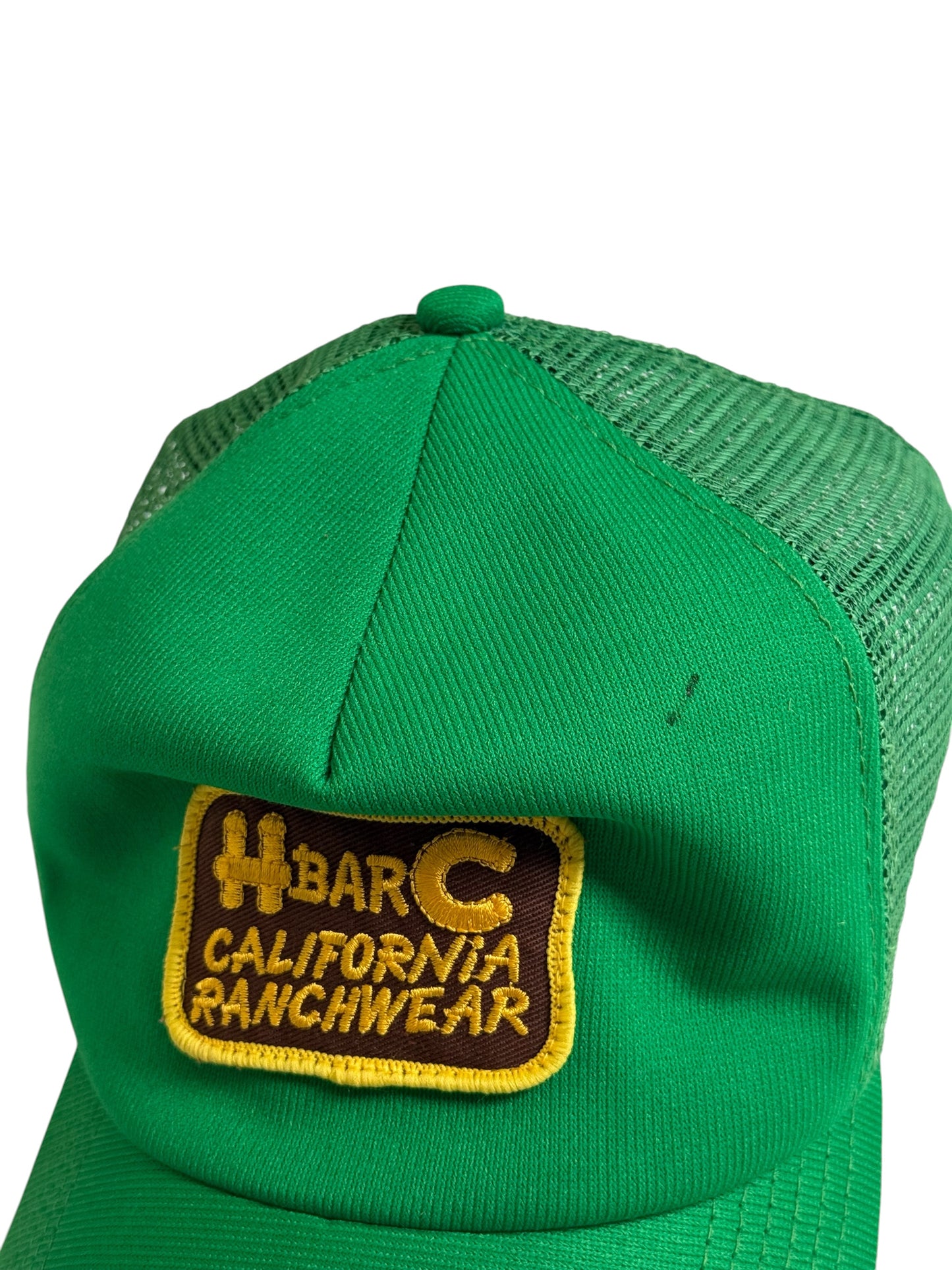 Vintage H Bar C California Ranchwear Green Mesh Trucker Cap Made in USA