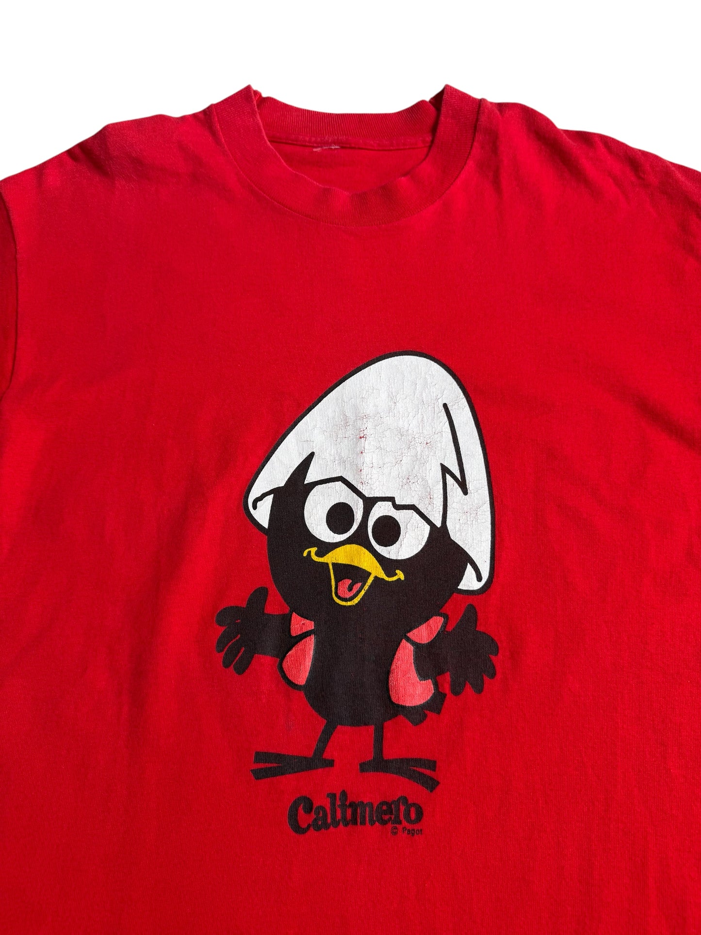 Vintage Calimero Pagot Red Tshirt Cartoon Character Graphic