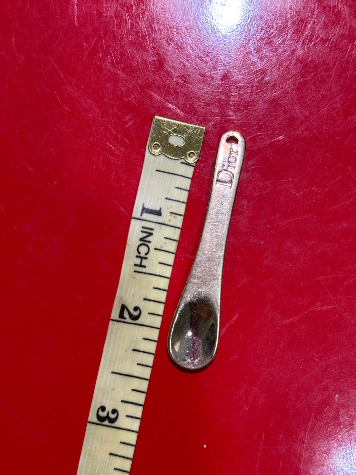 Vintage Christian Dior Gold Tone Mini Cosmetic Spoon Spatula Beauty Accessory