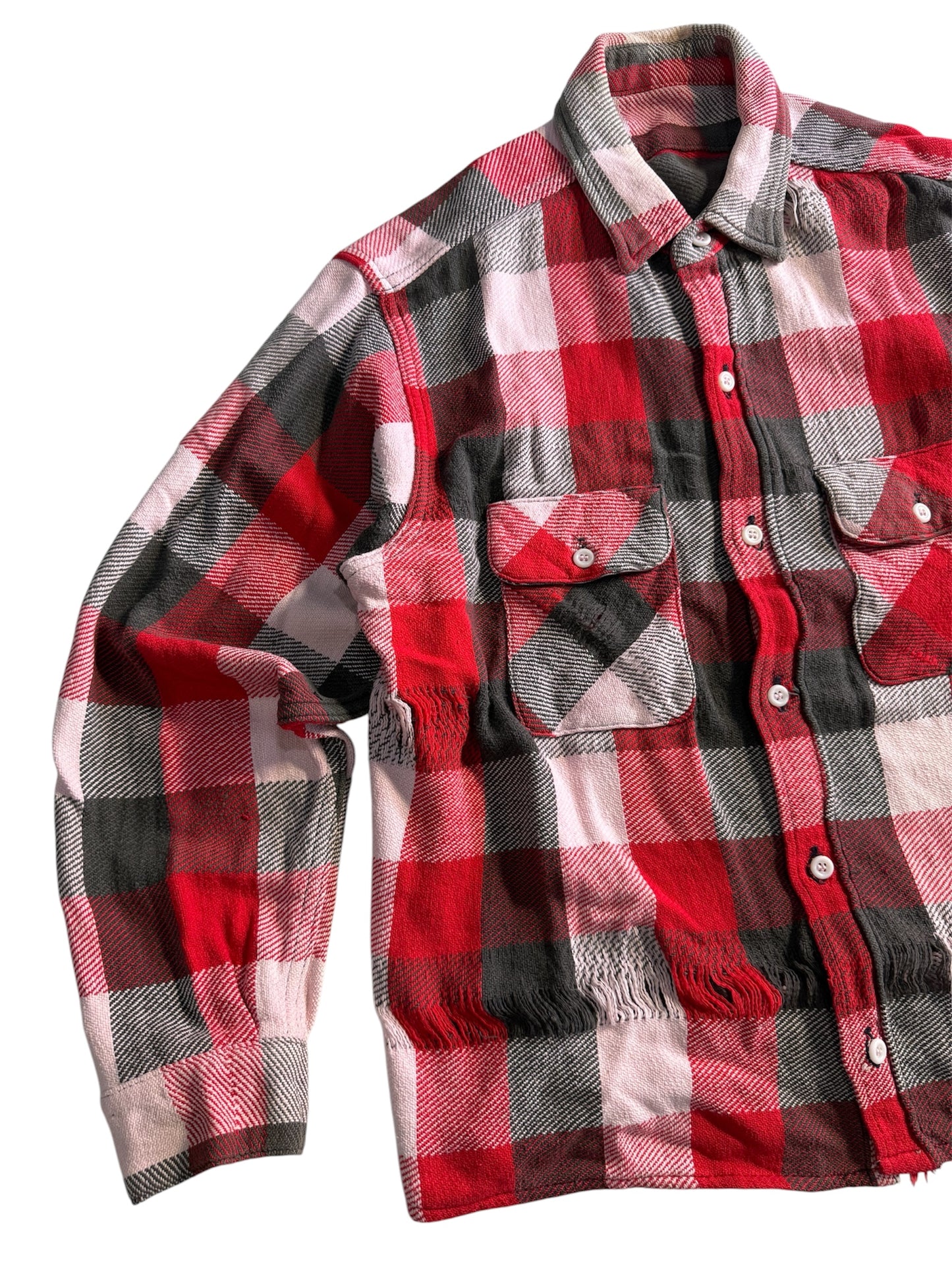 Vintage Distressed Plaid Flannel Shirt